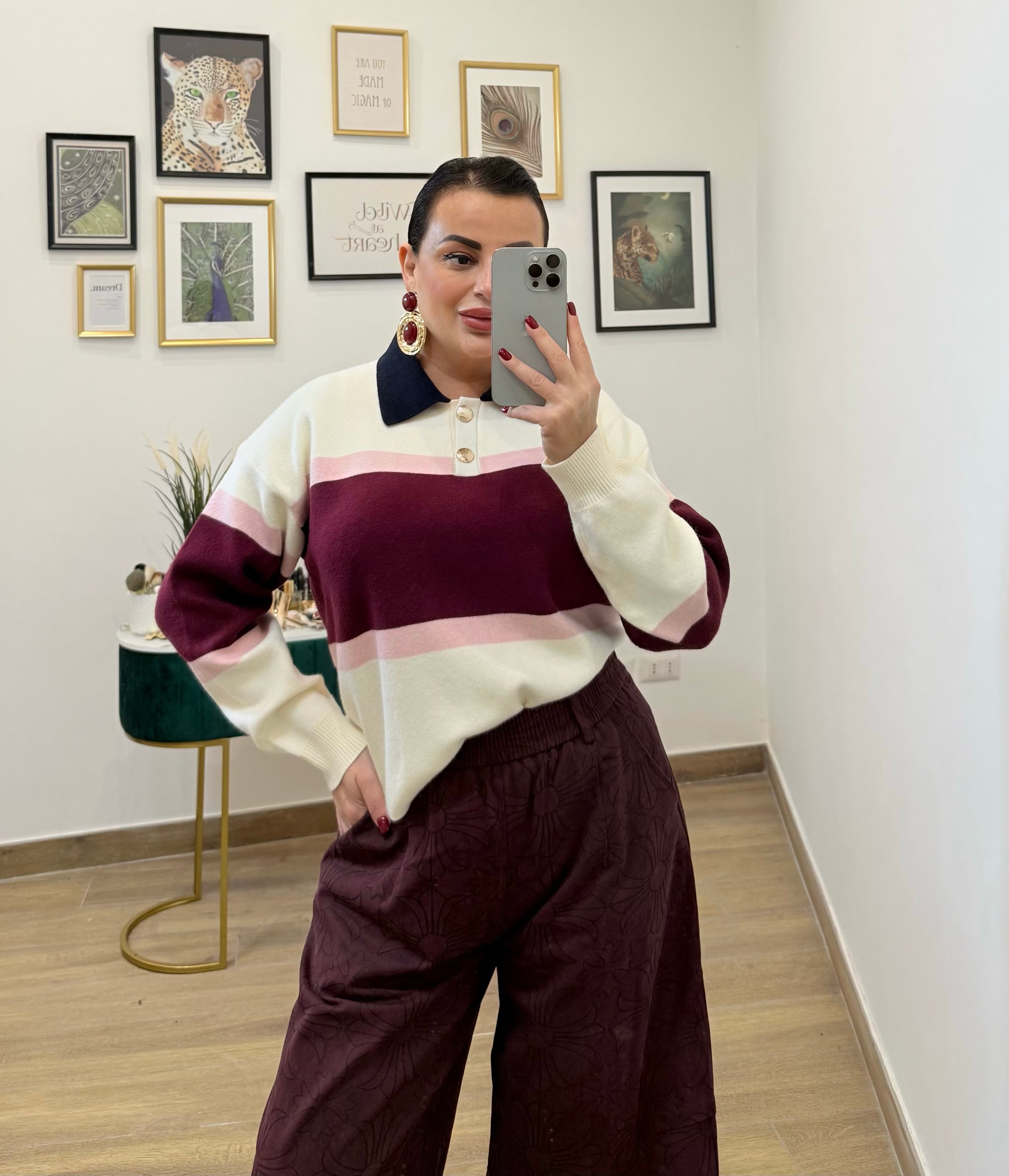 Maglia colletto burro/bordo’