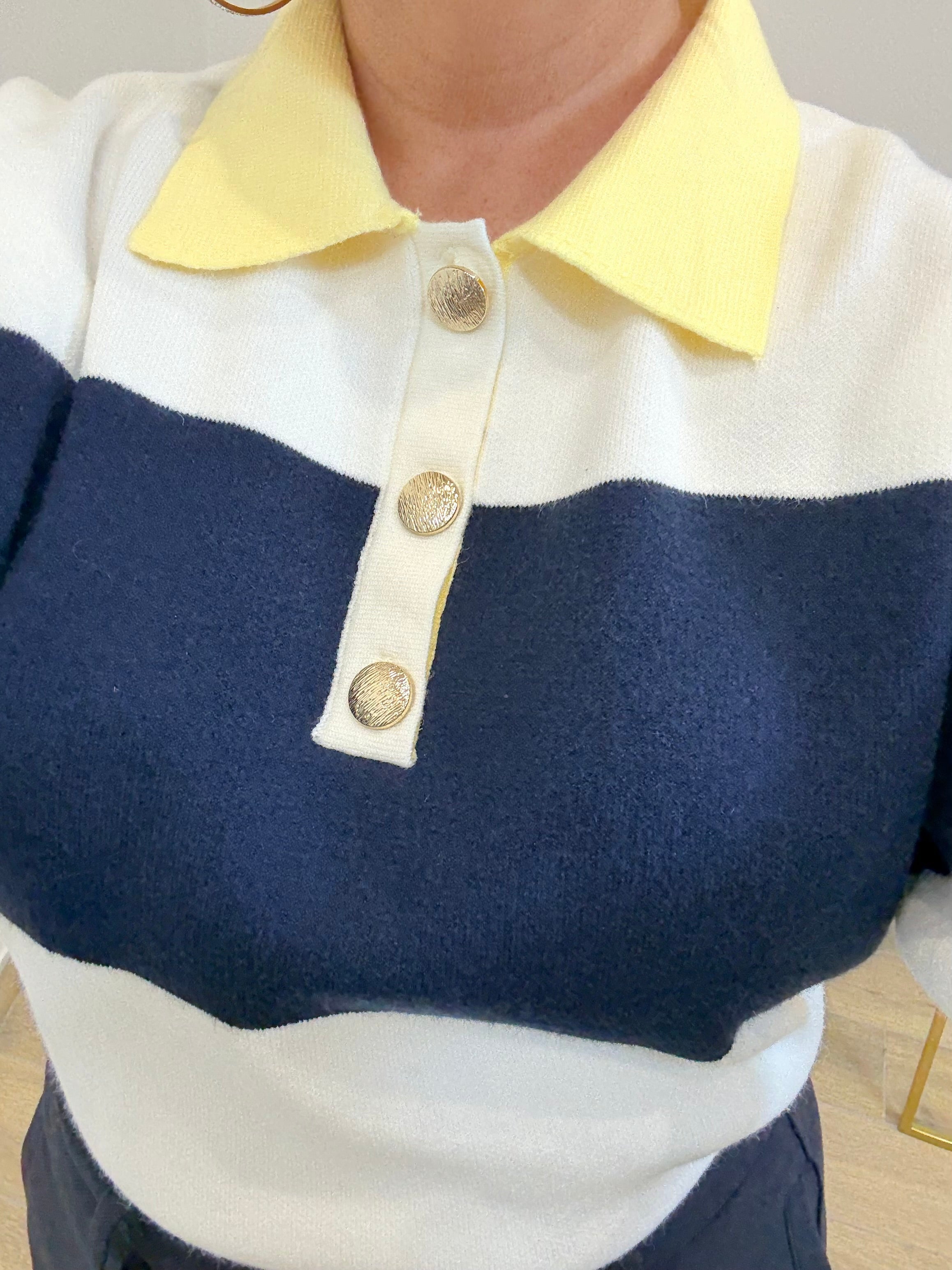 Maglia colletto blue/yellow