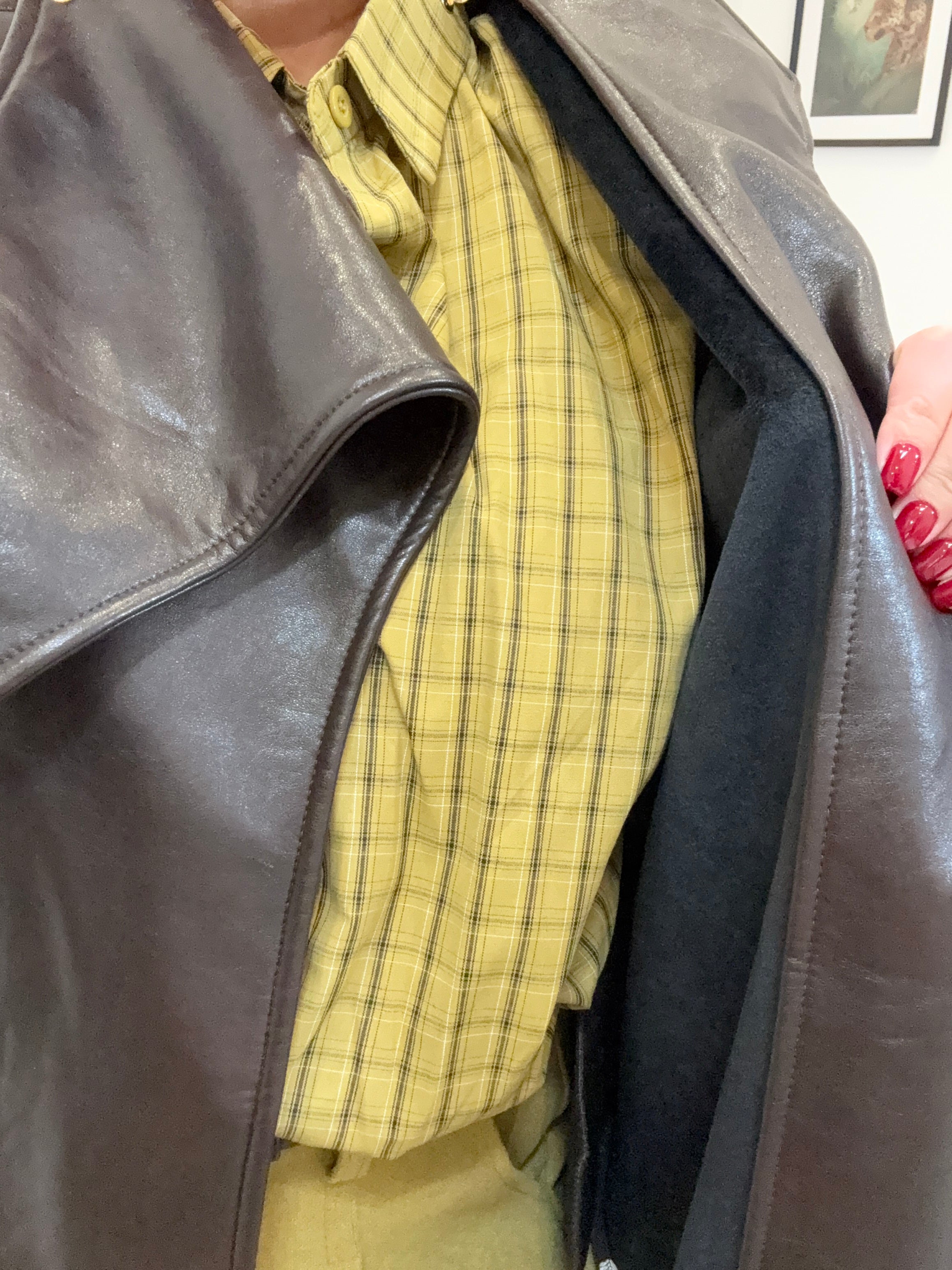 Giacca eco pelle marrone dark