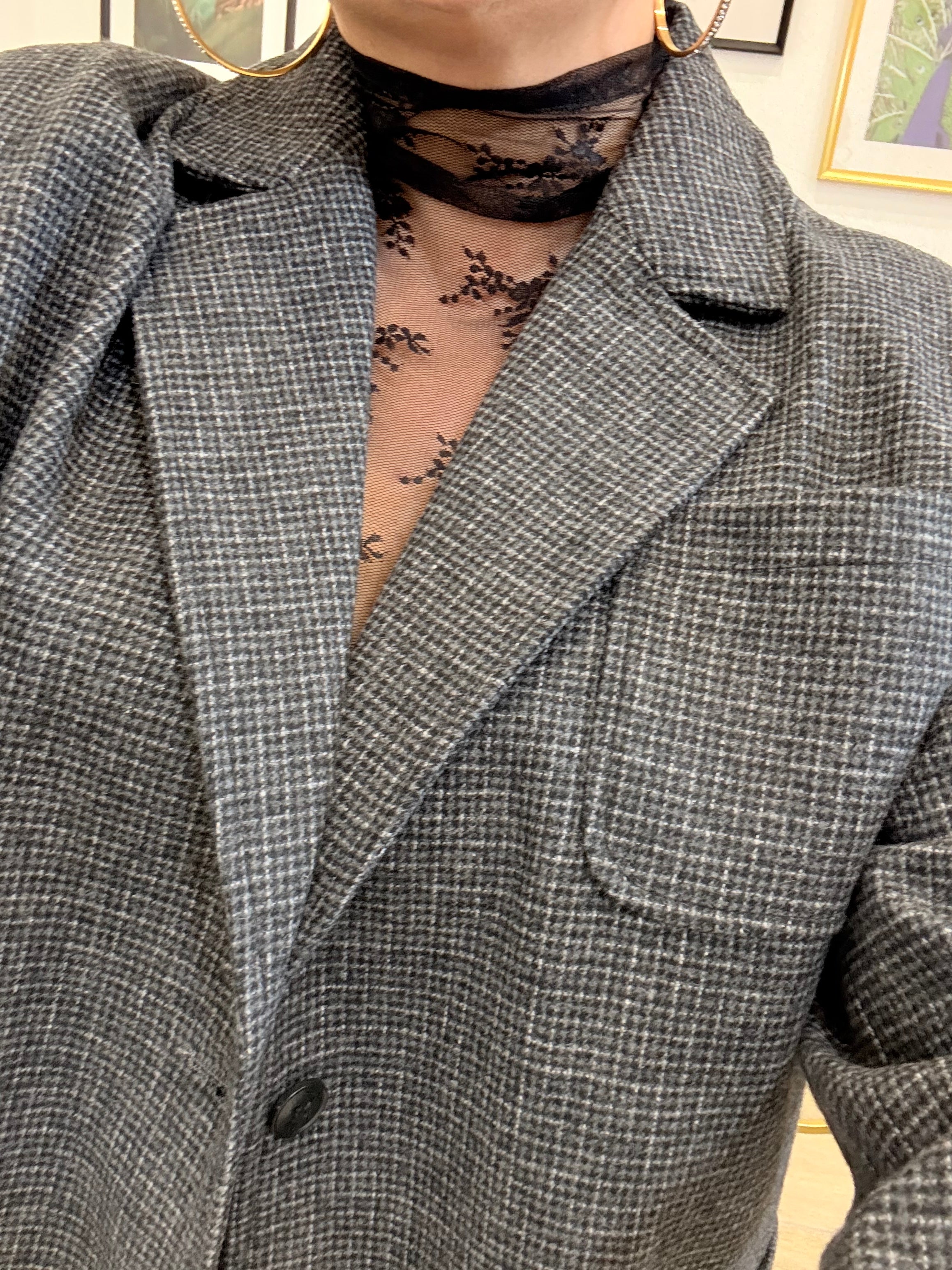 Giacca over effetto quadretti