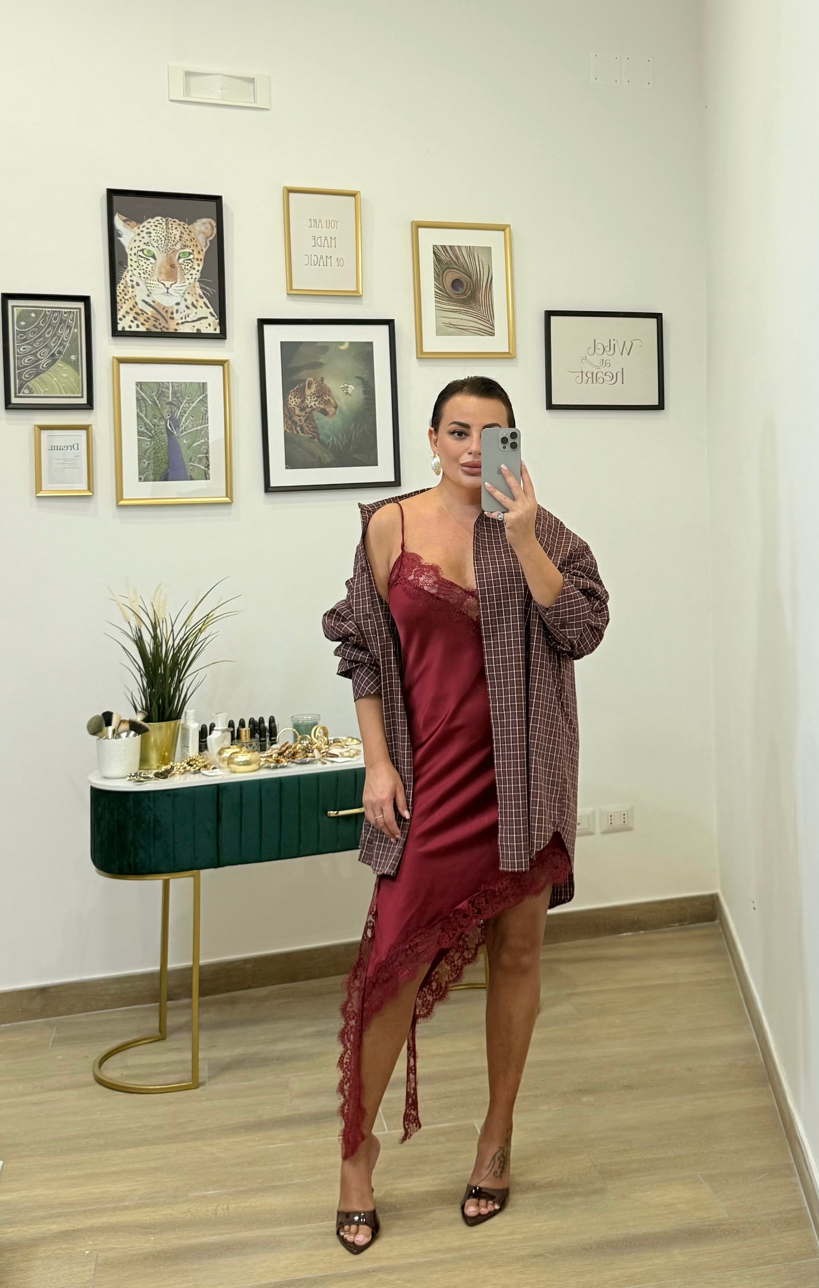 Vestito canotta raso bordo’