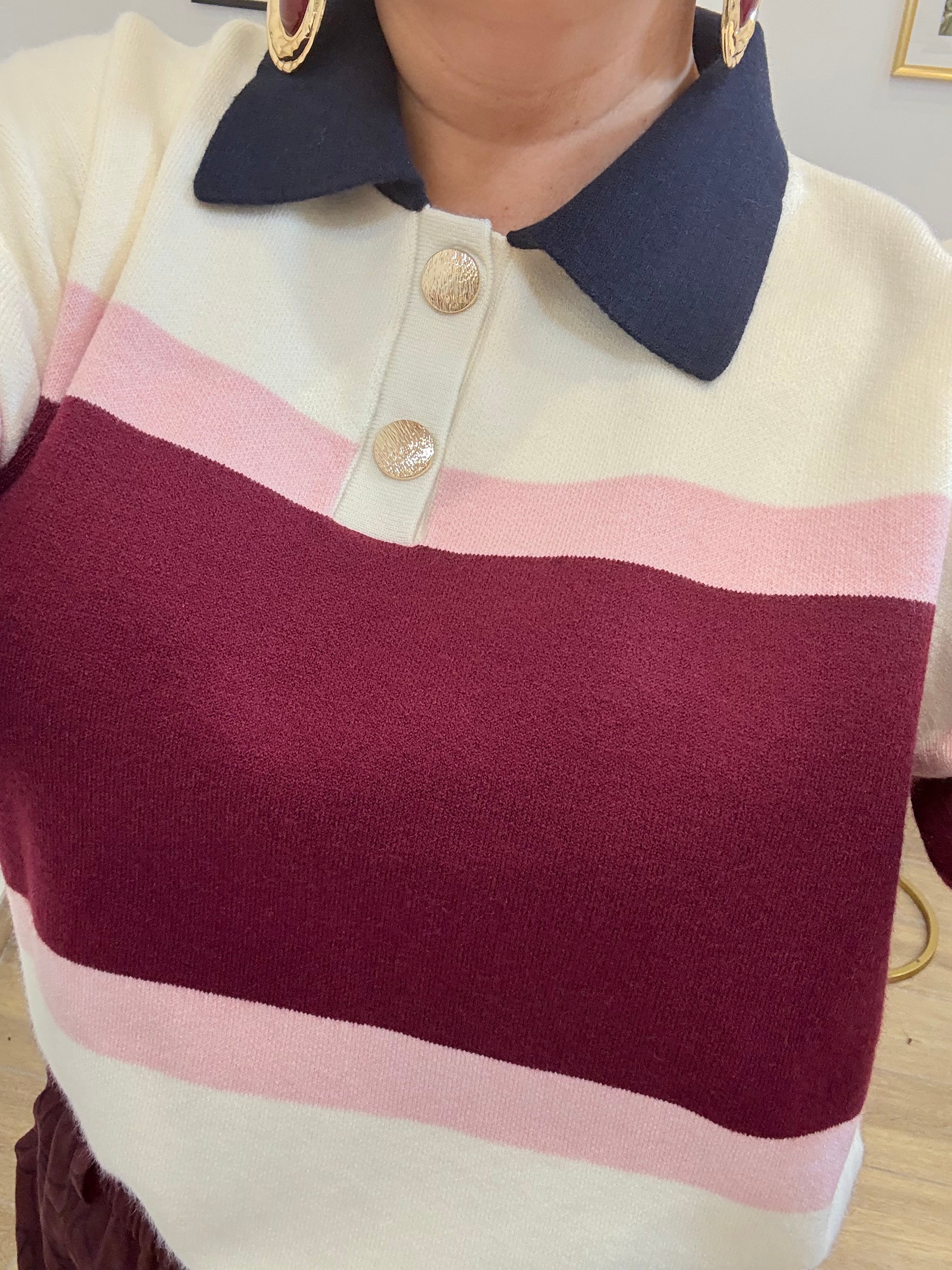 Maglia colletto burro/bordo’