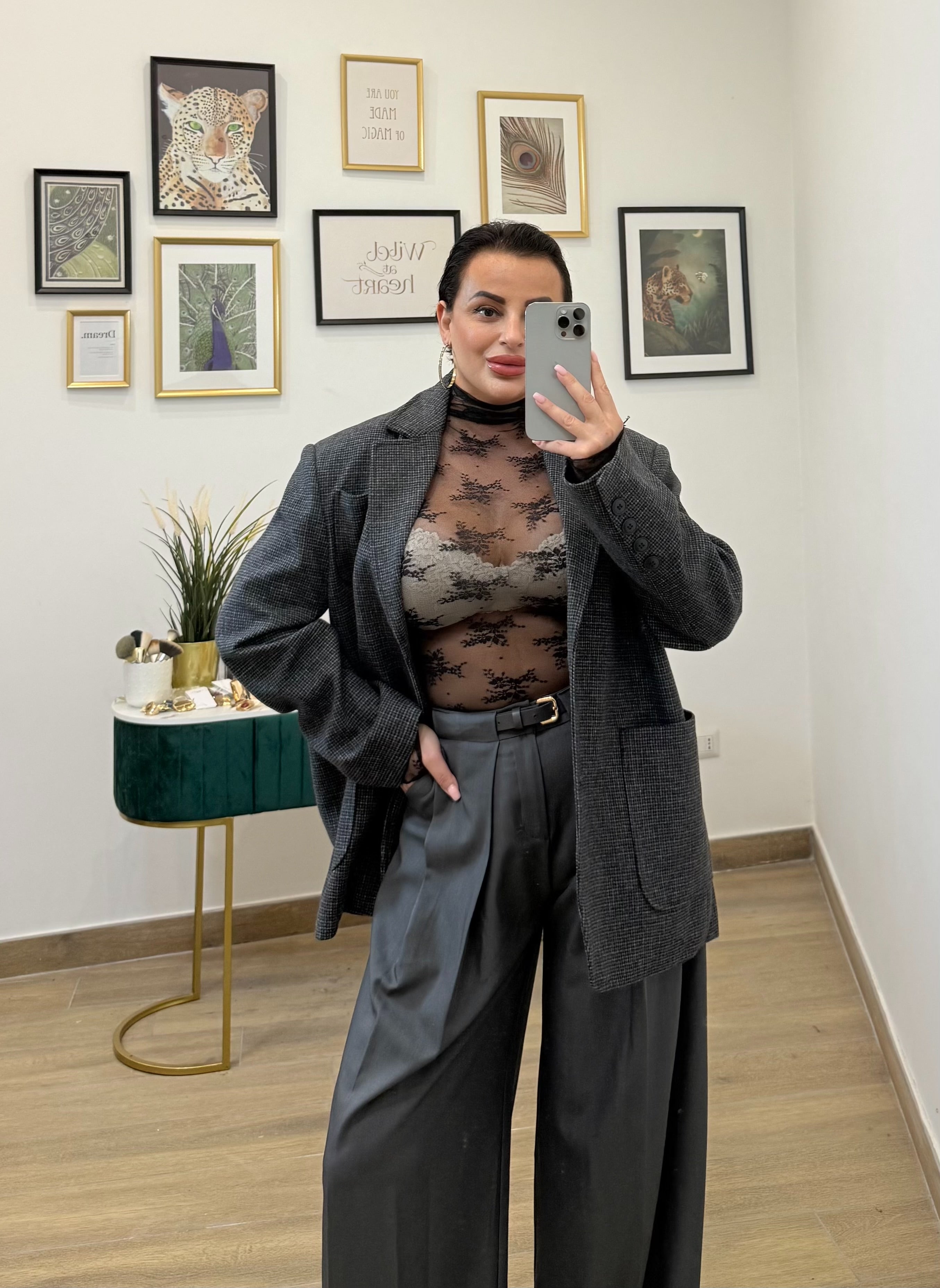 Giacca over effetto quadretti