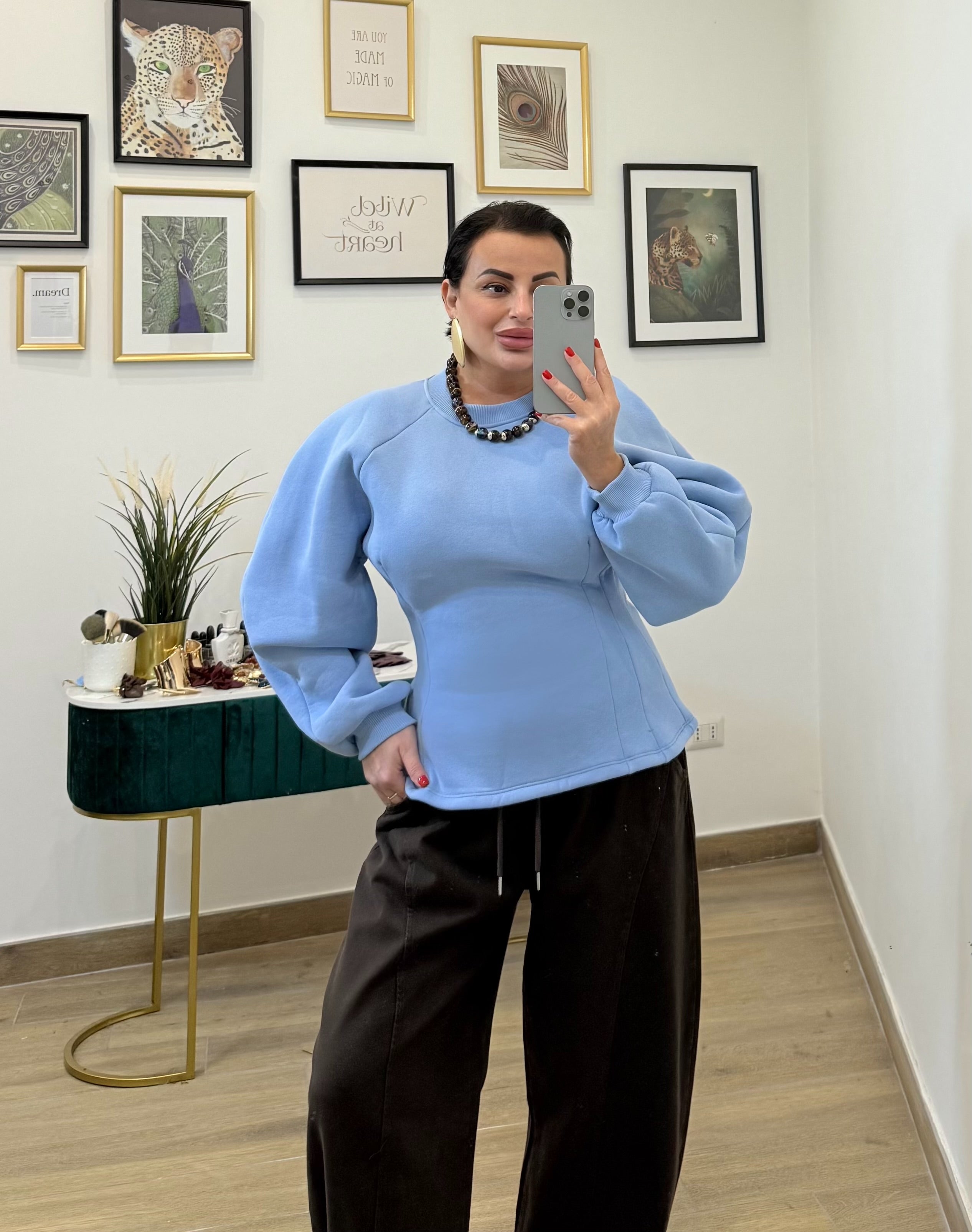 Felpa avvitata azzurra