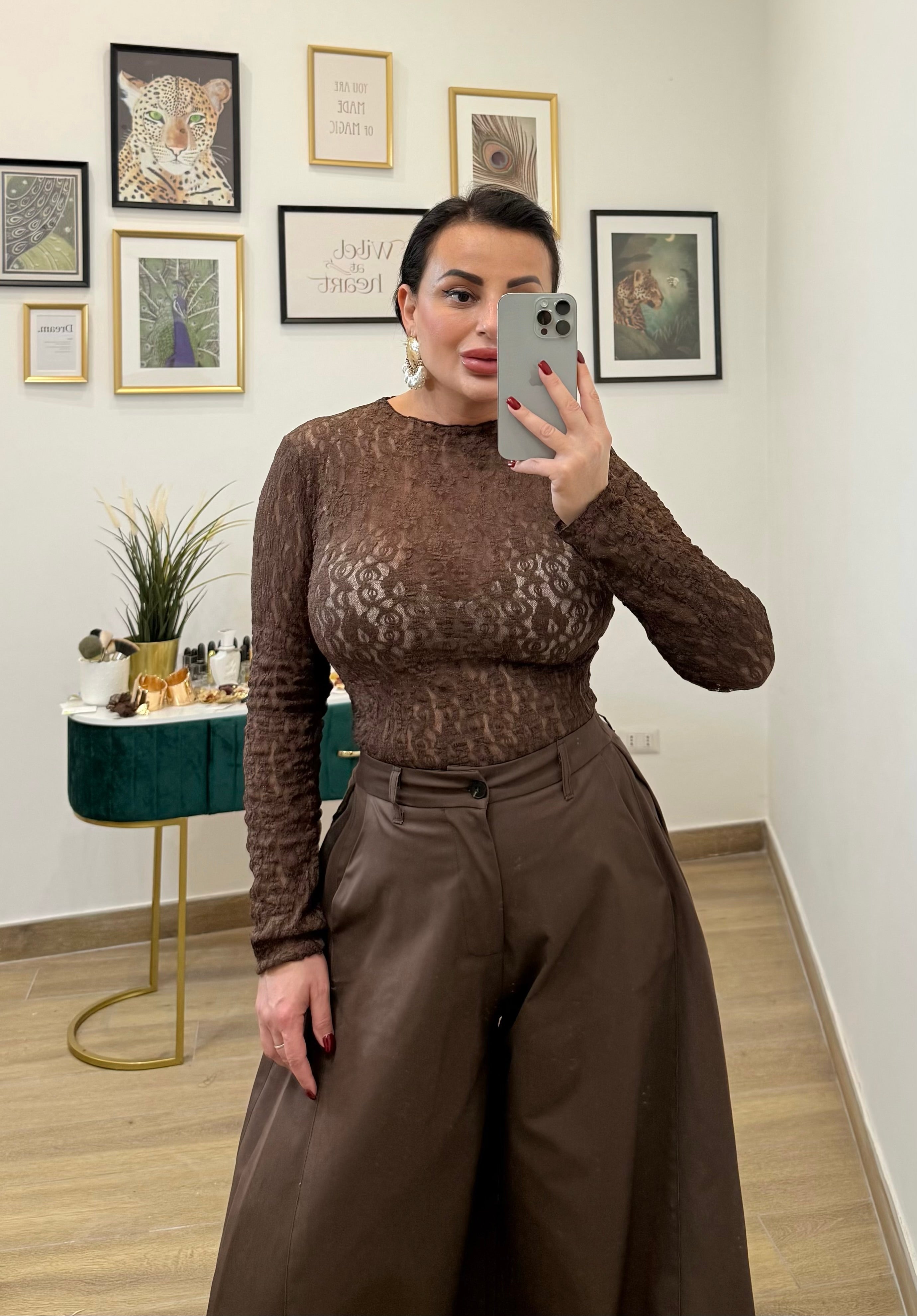 Maglia semi trasparente browm