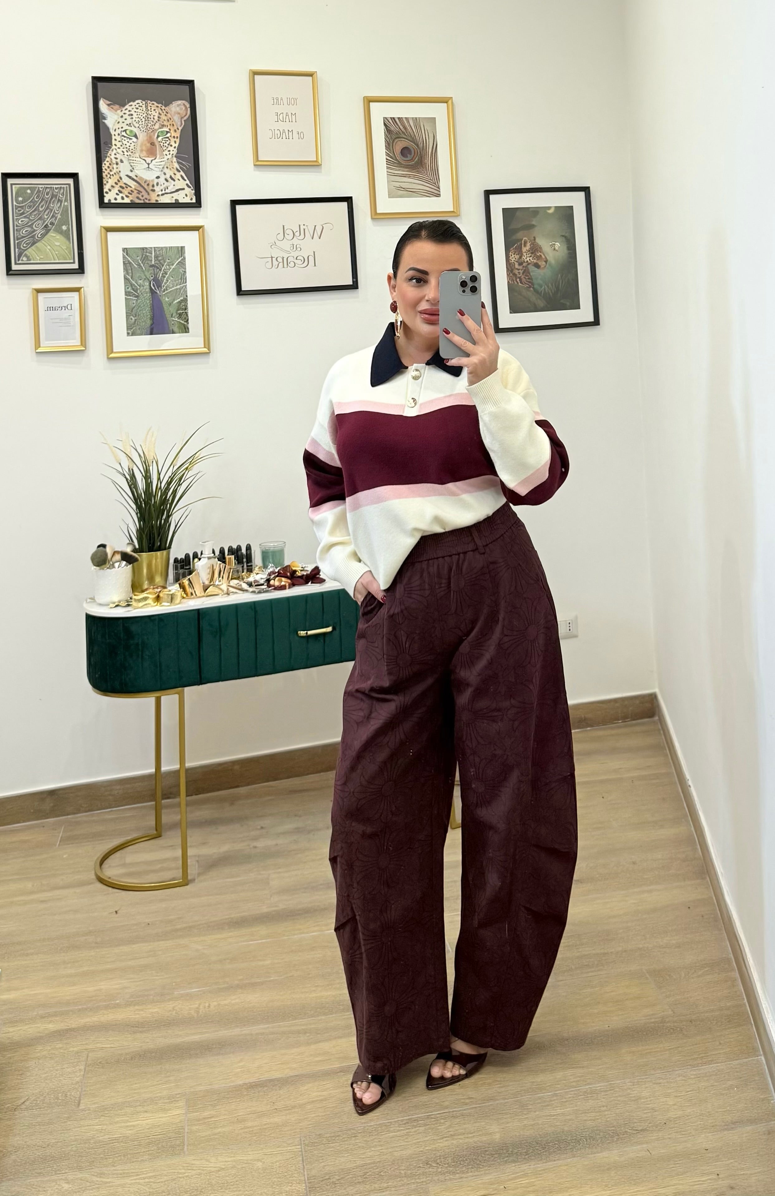 Pantalone ballon disegnato bordo