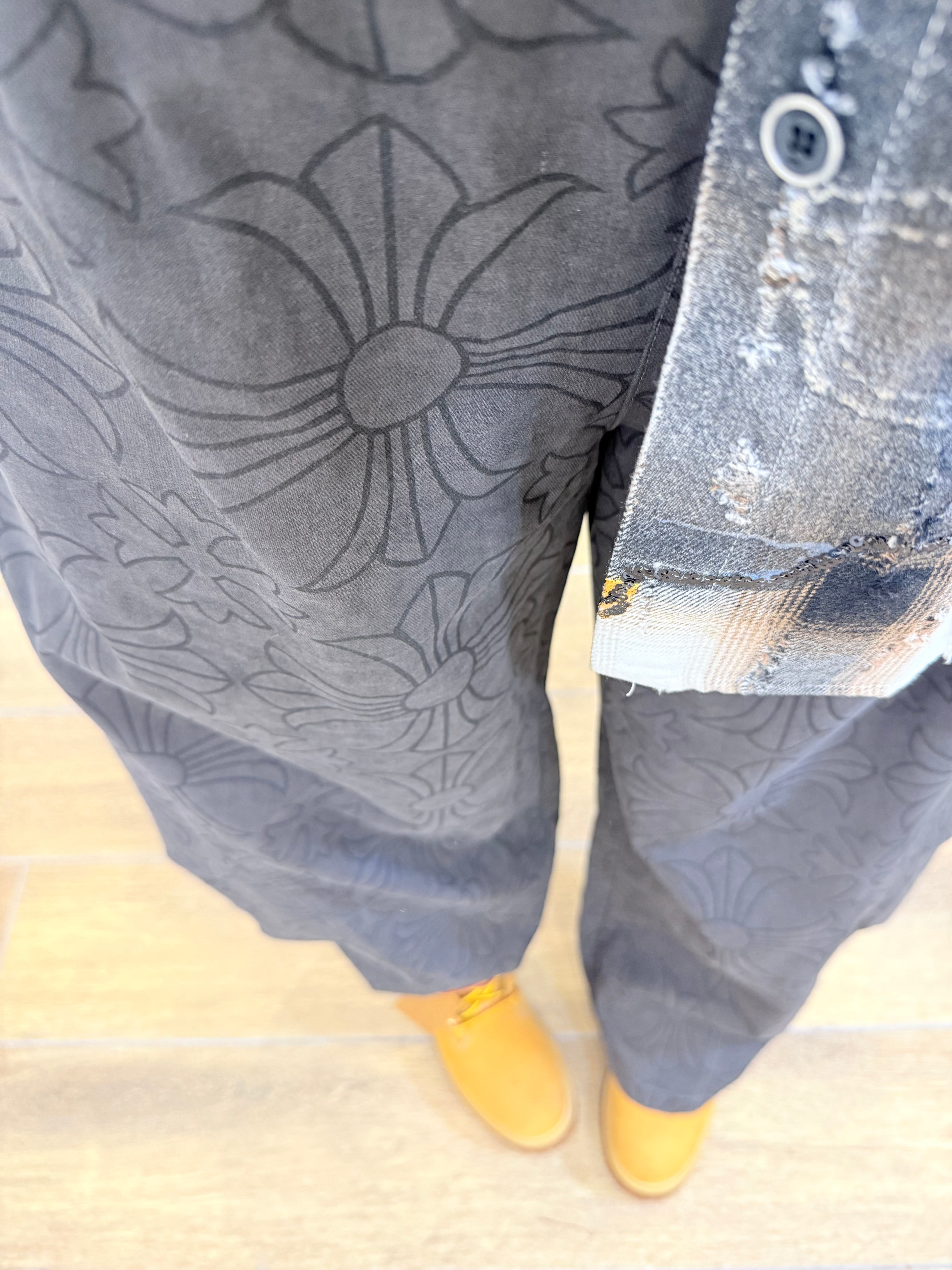 Pantalone ballon disegnato grigio