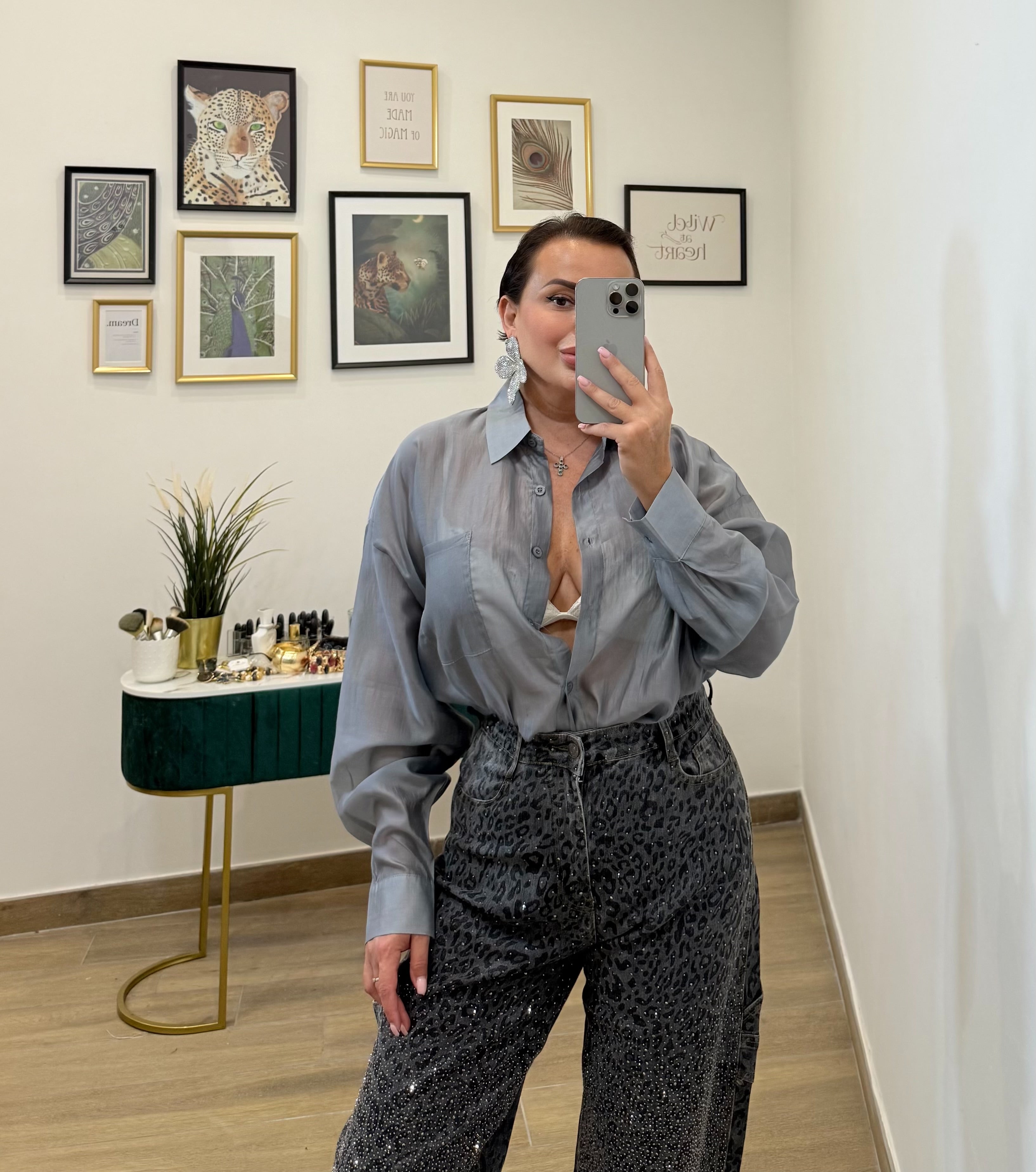 Camicia semi trasparente Grey