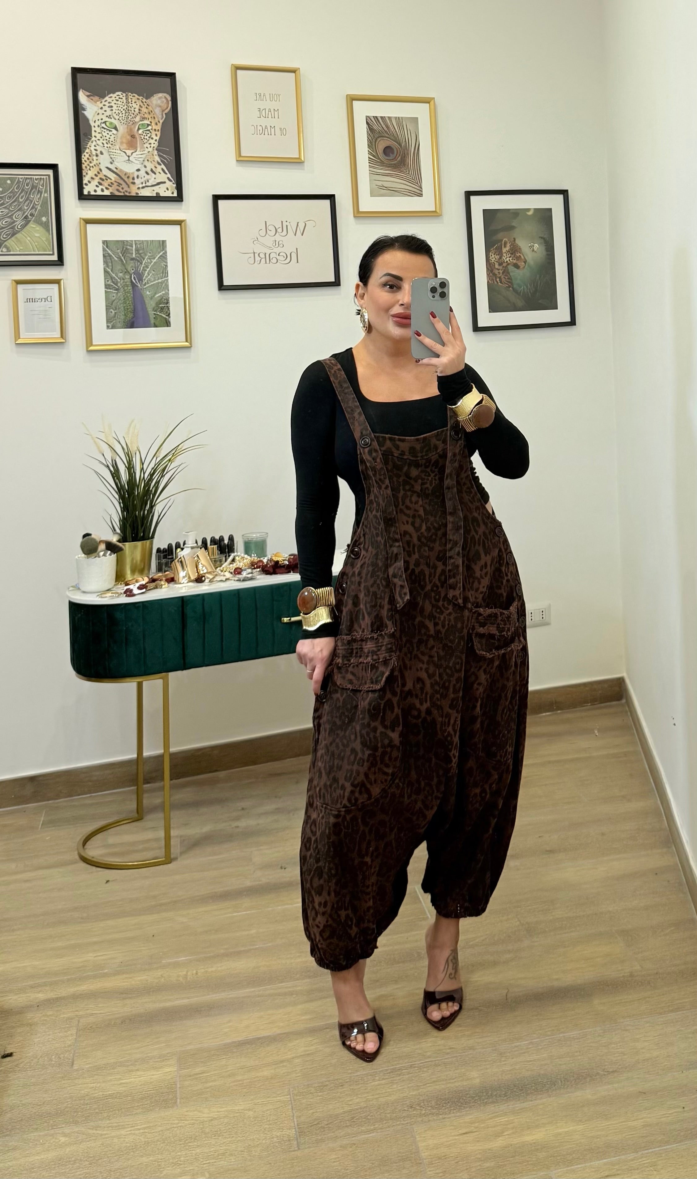 Salopette Denim maculata i