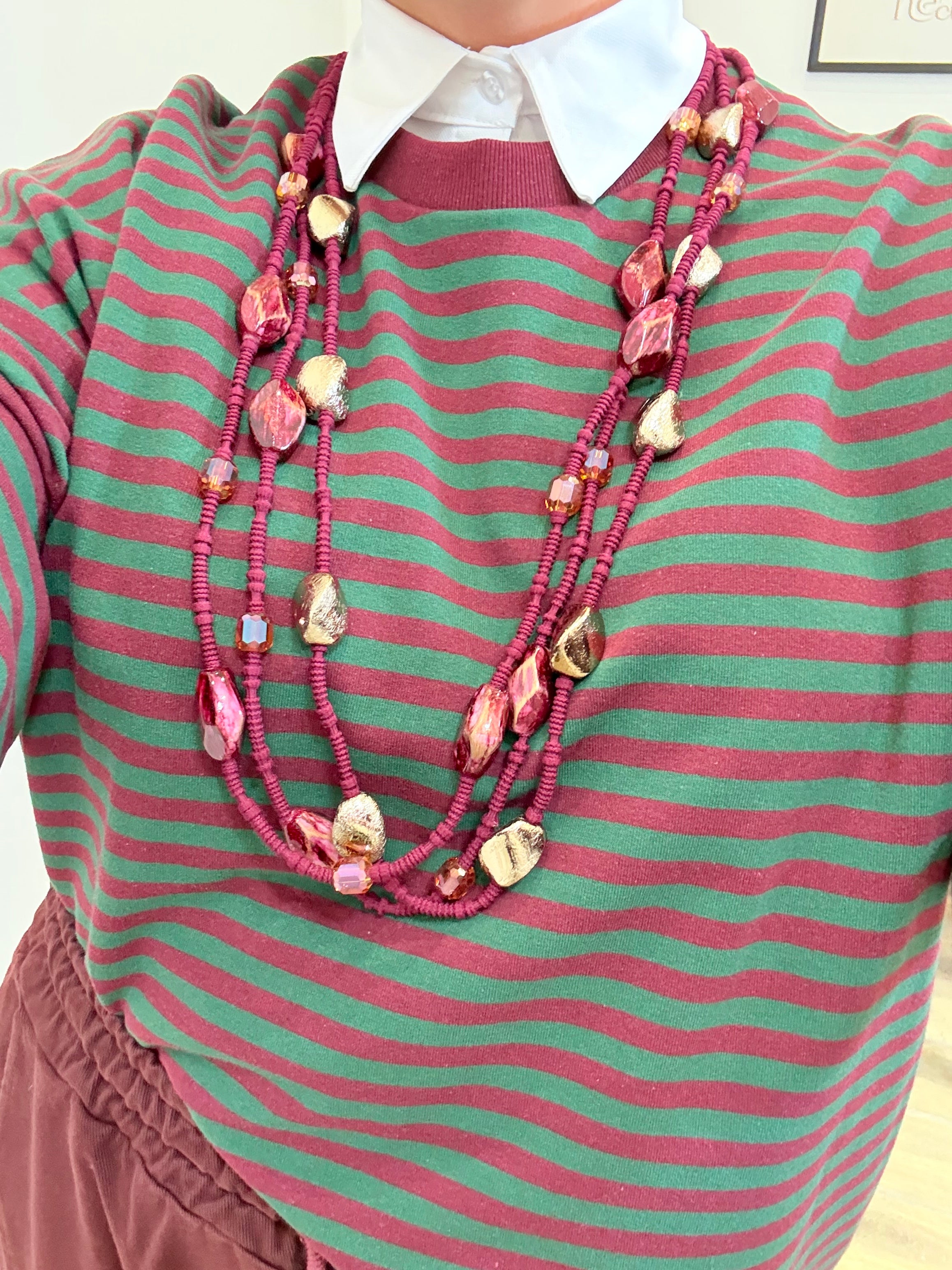 Maglia righe bordeaux-verde