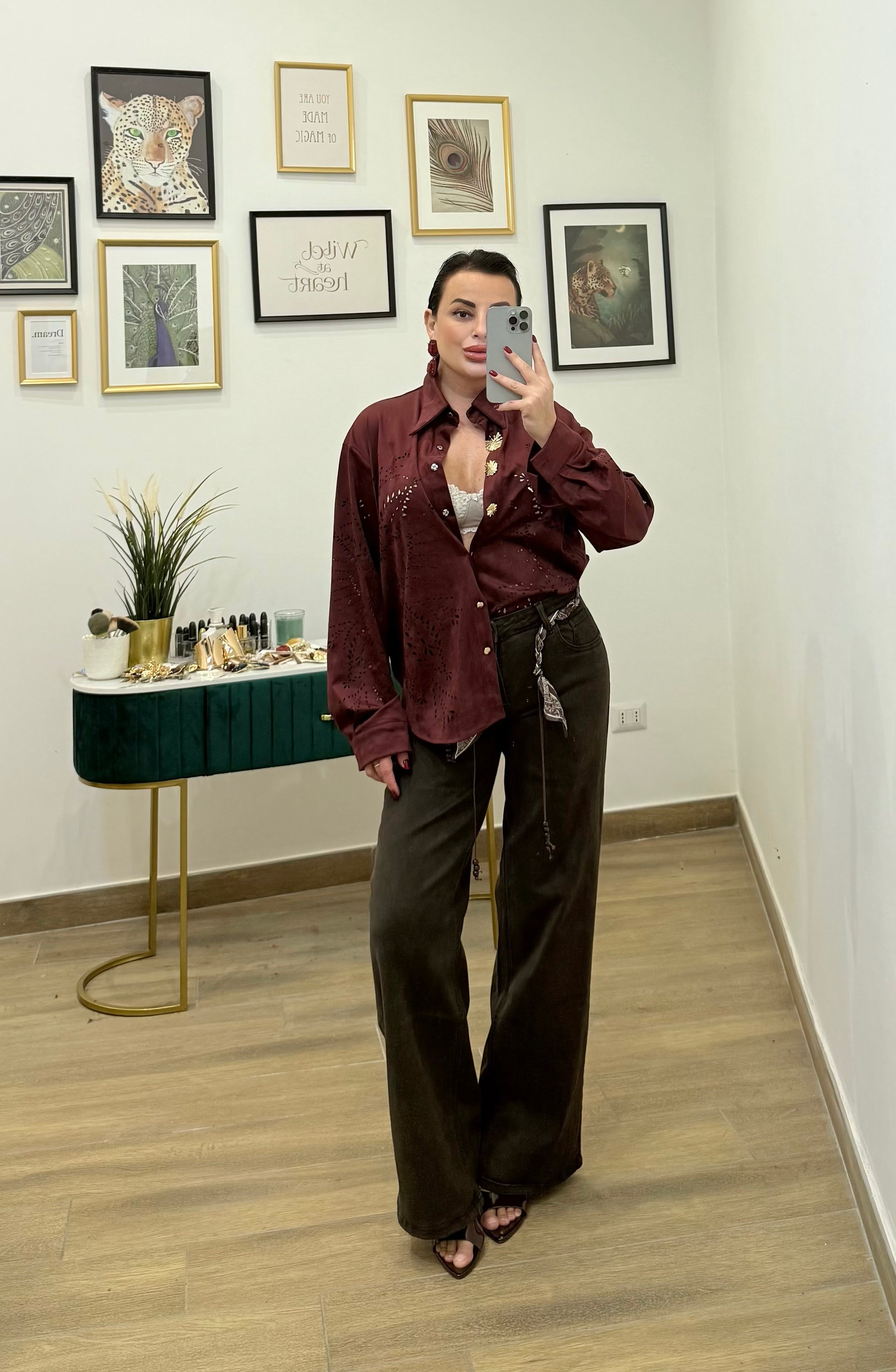 Camicia eco camoscio bordo’