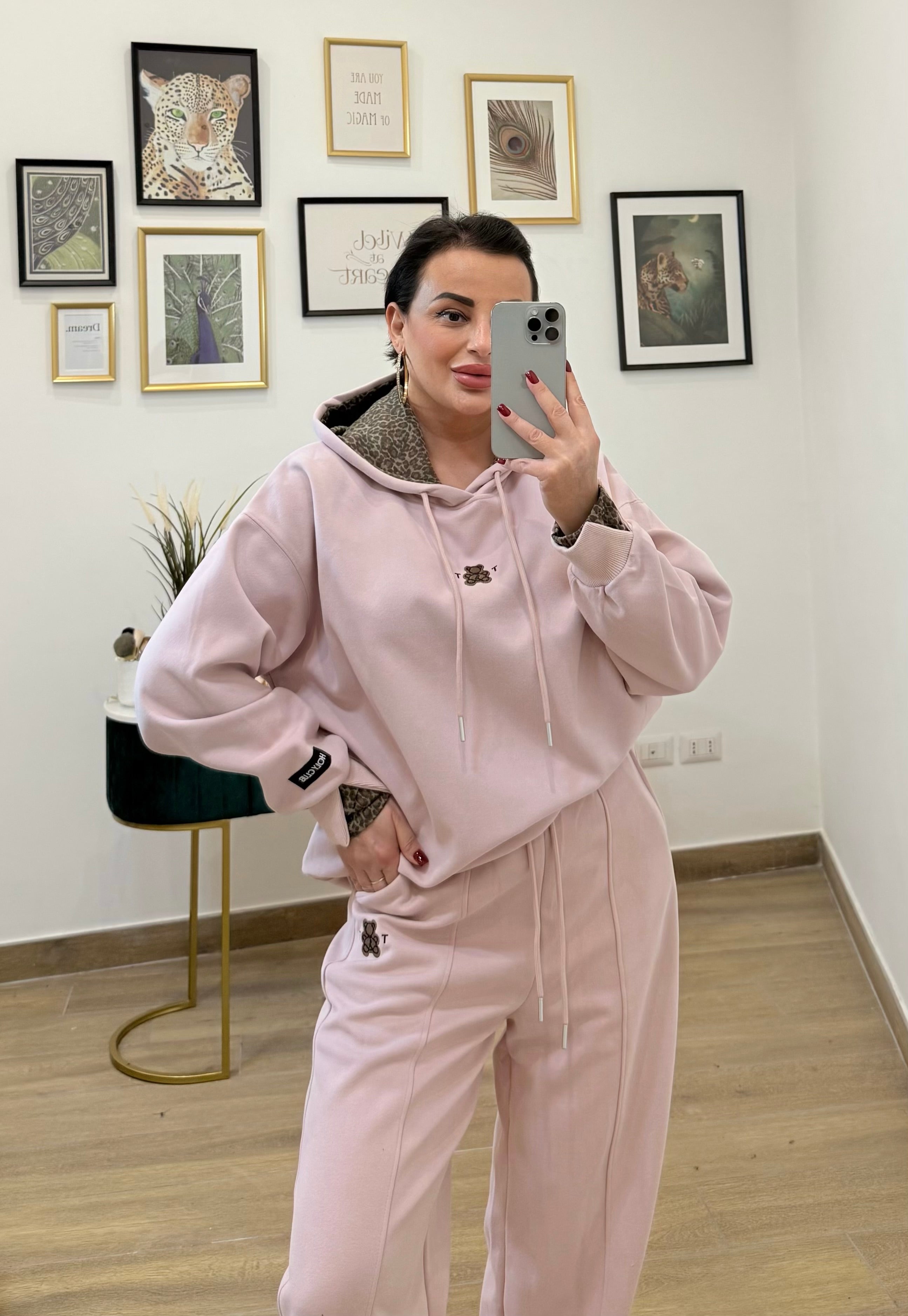 Coordinato tuta Teddy rosa