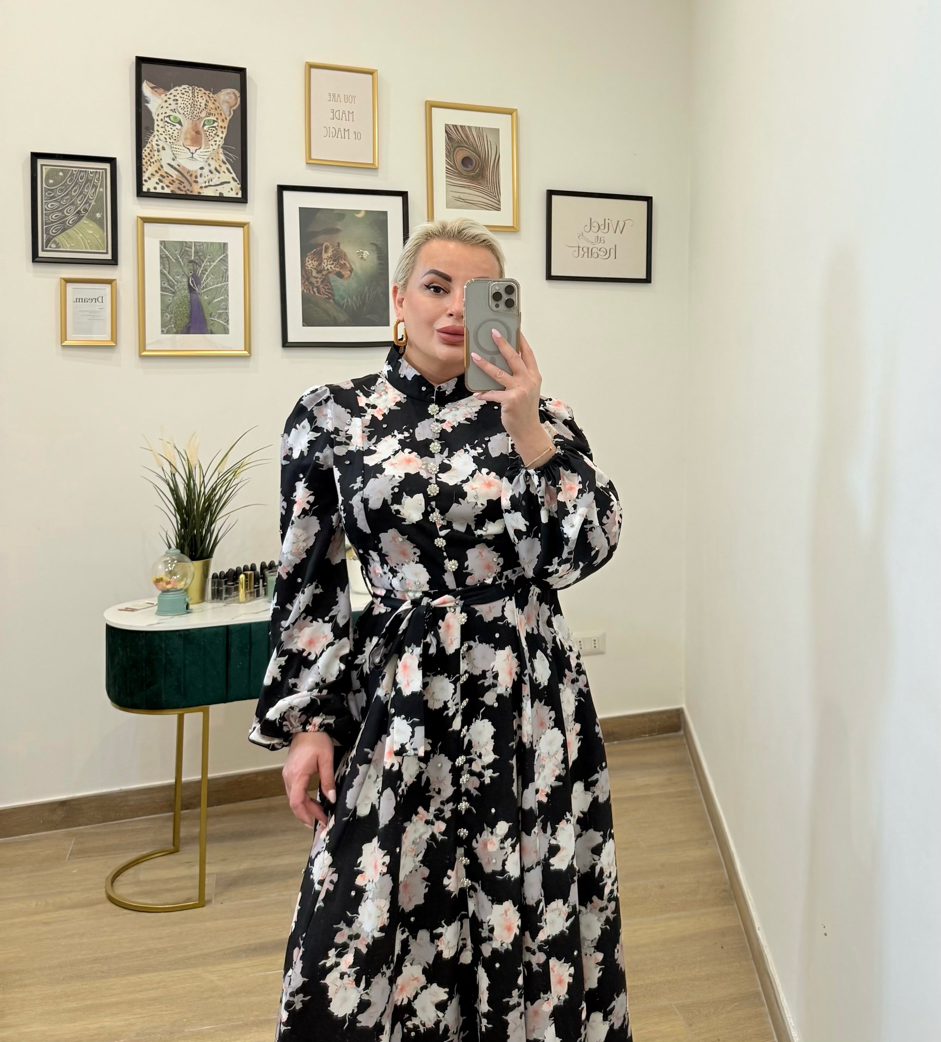 Abito lungo flower black