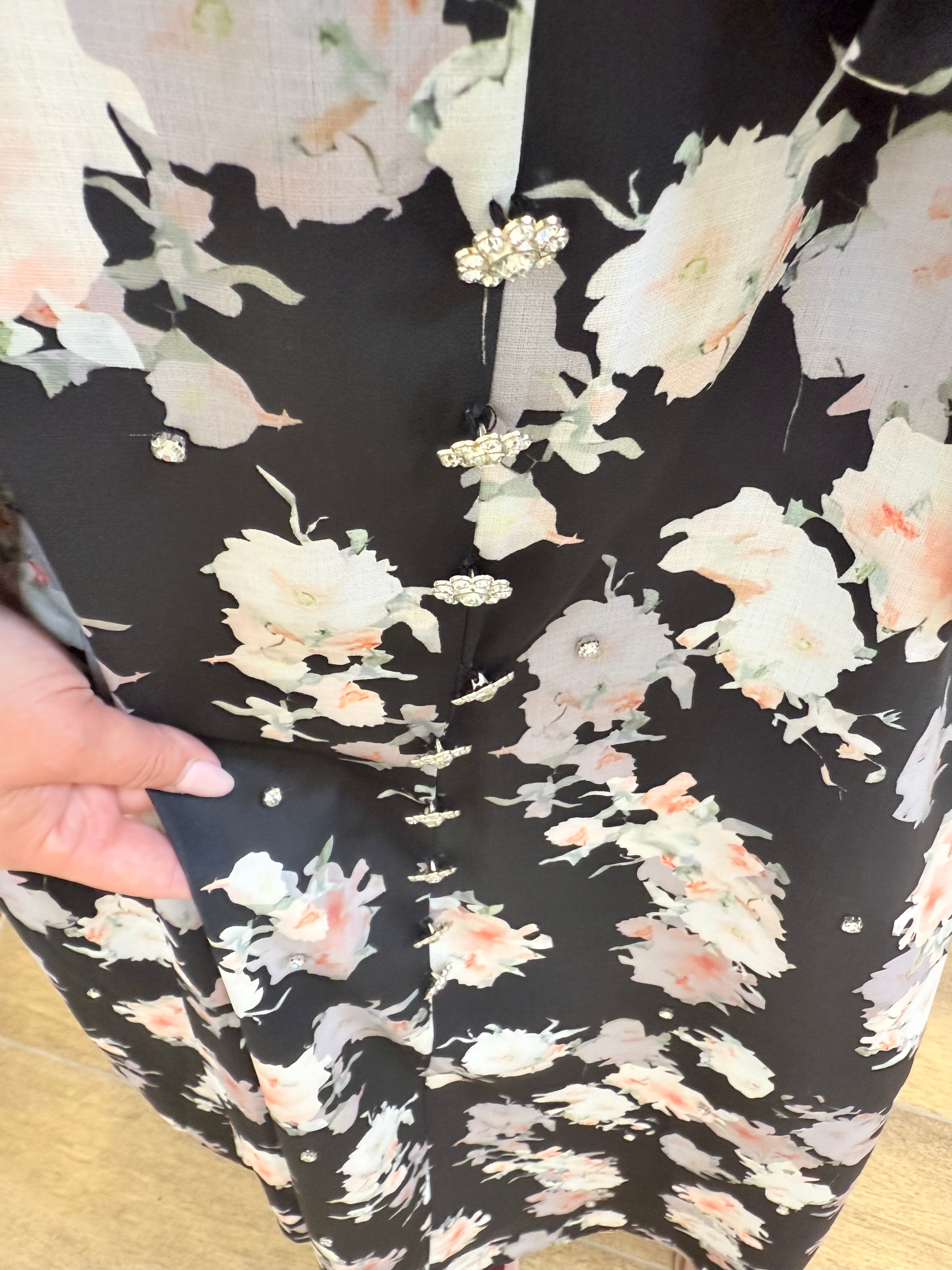 Abito lungo flower black