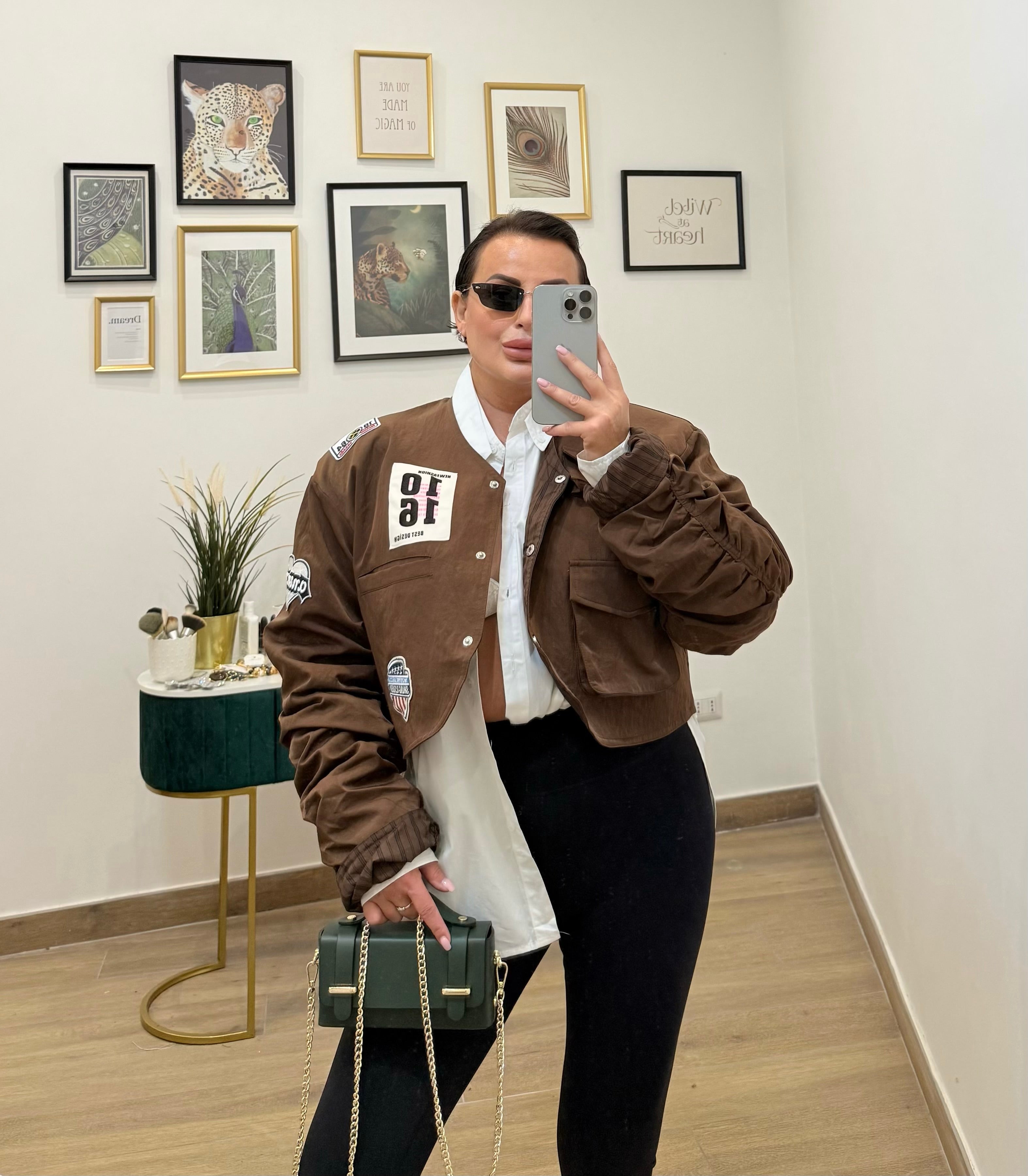 Bomber crop Brown