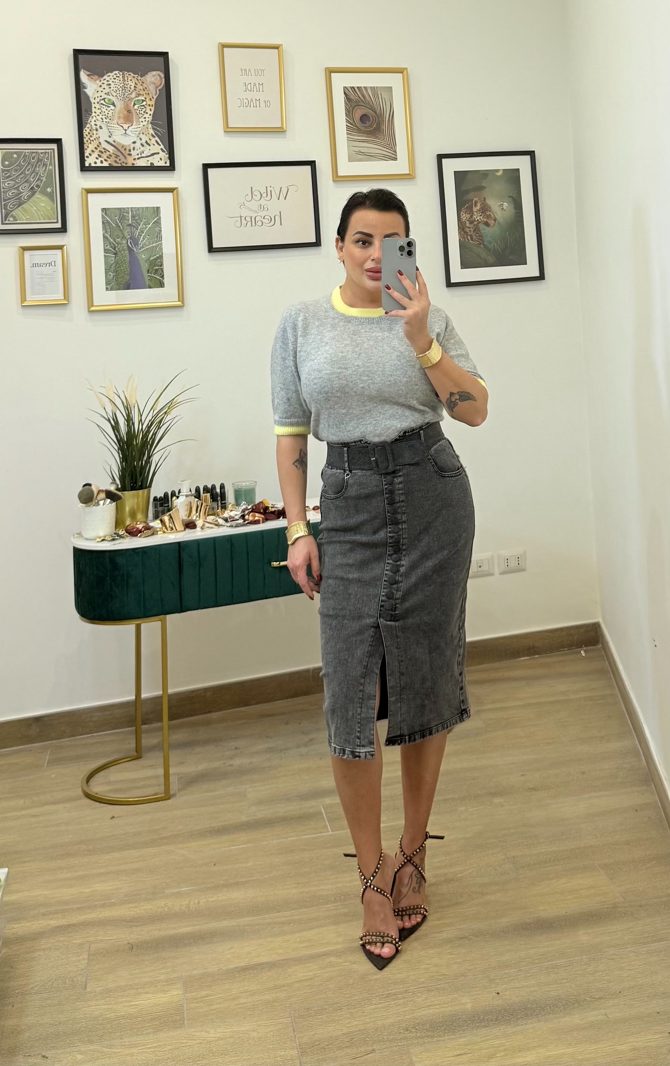 Gonna longuette denim Grey