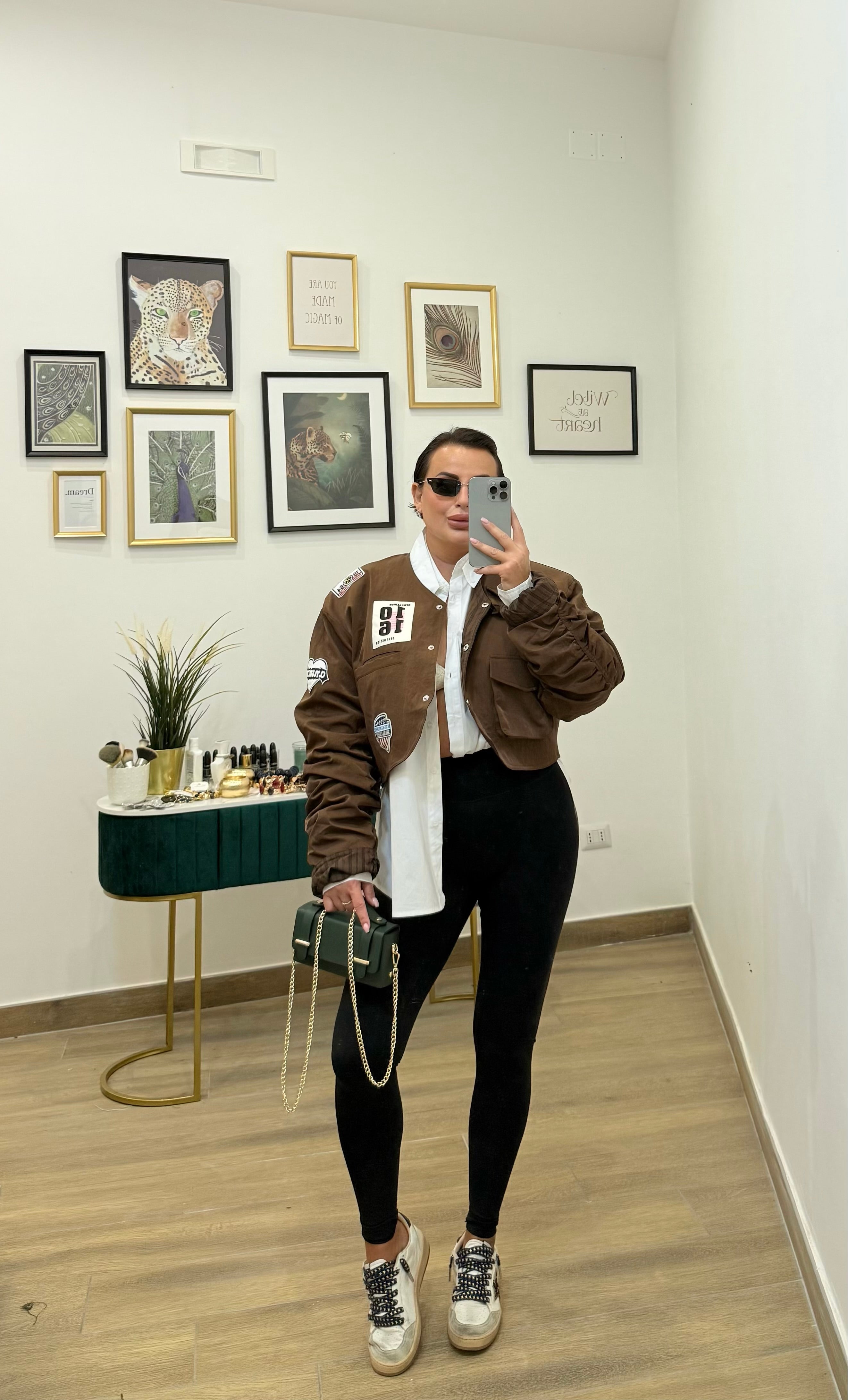 Bomber crop Brown