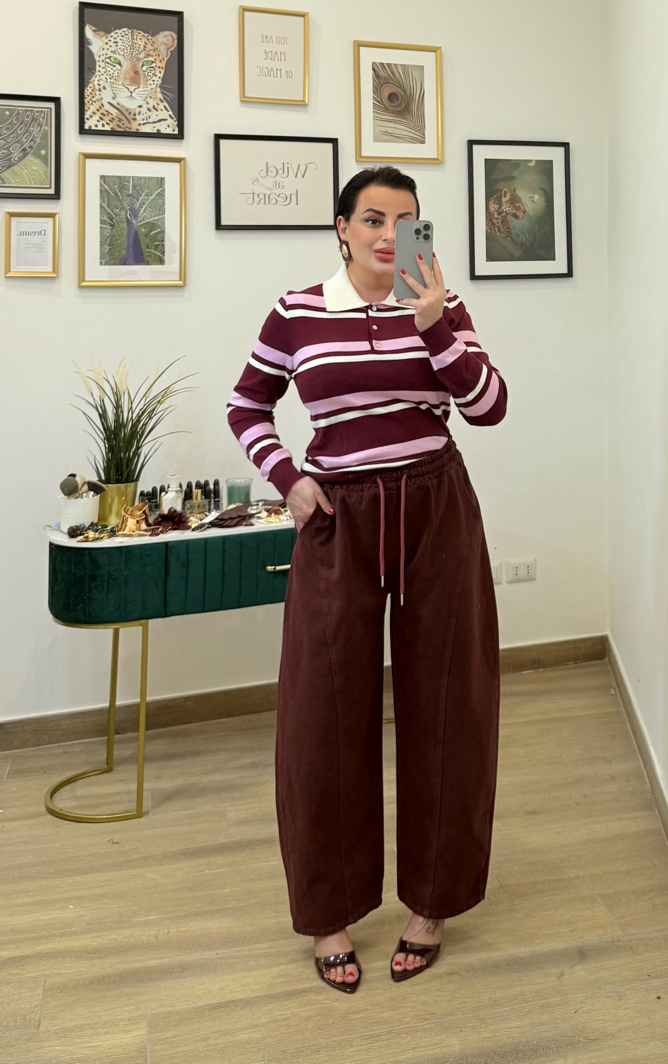 Pantalone Denim bordeaux