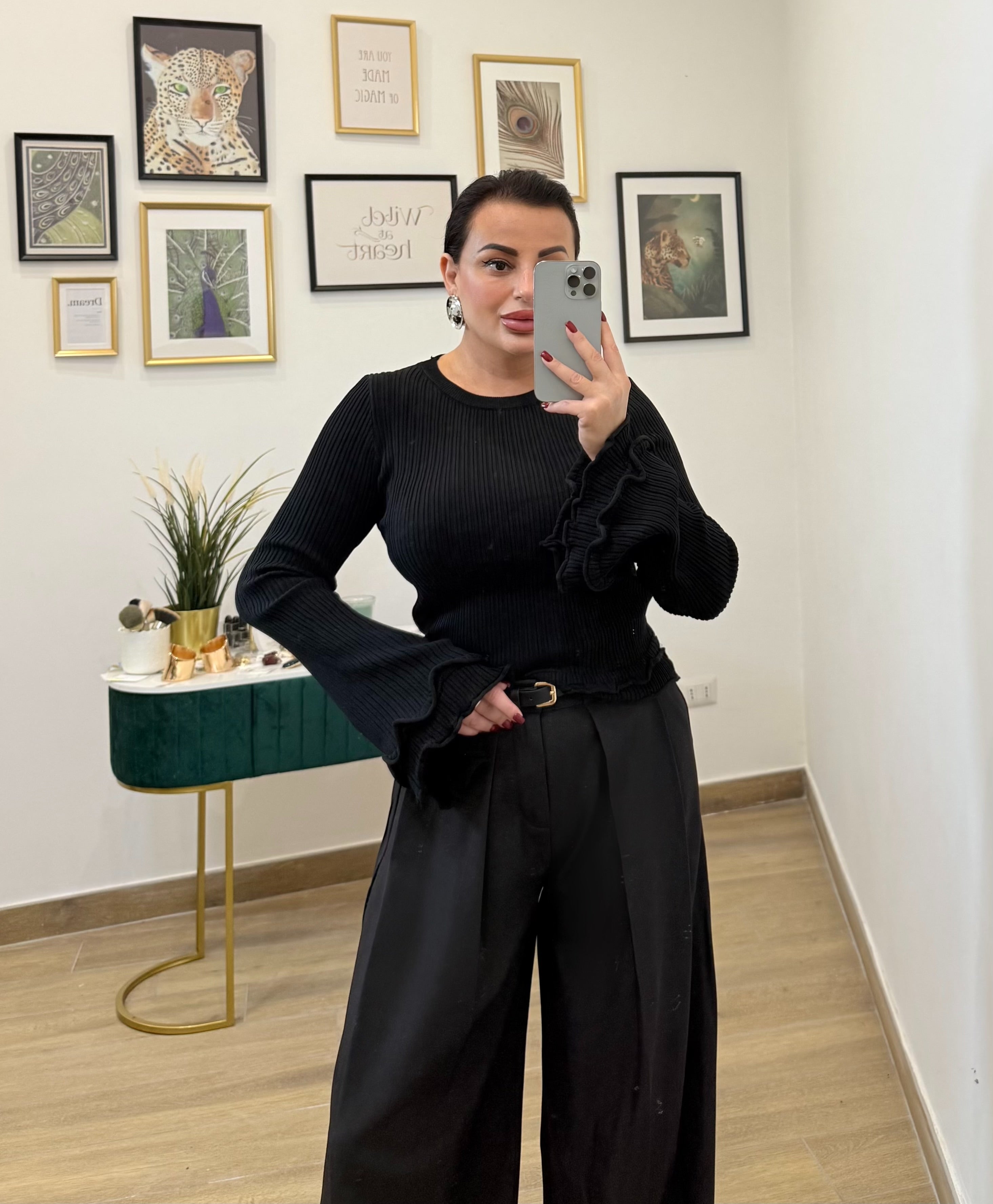 Maglia costine Volant nera