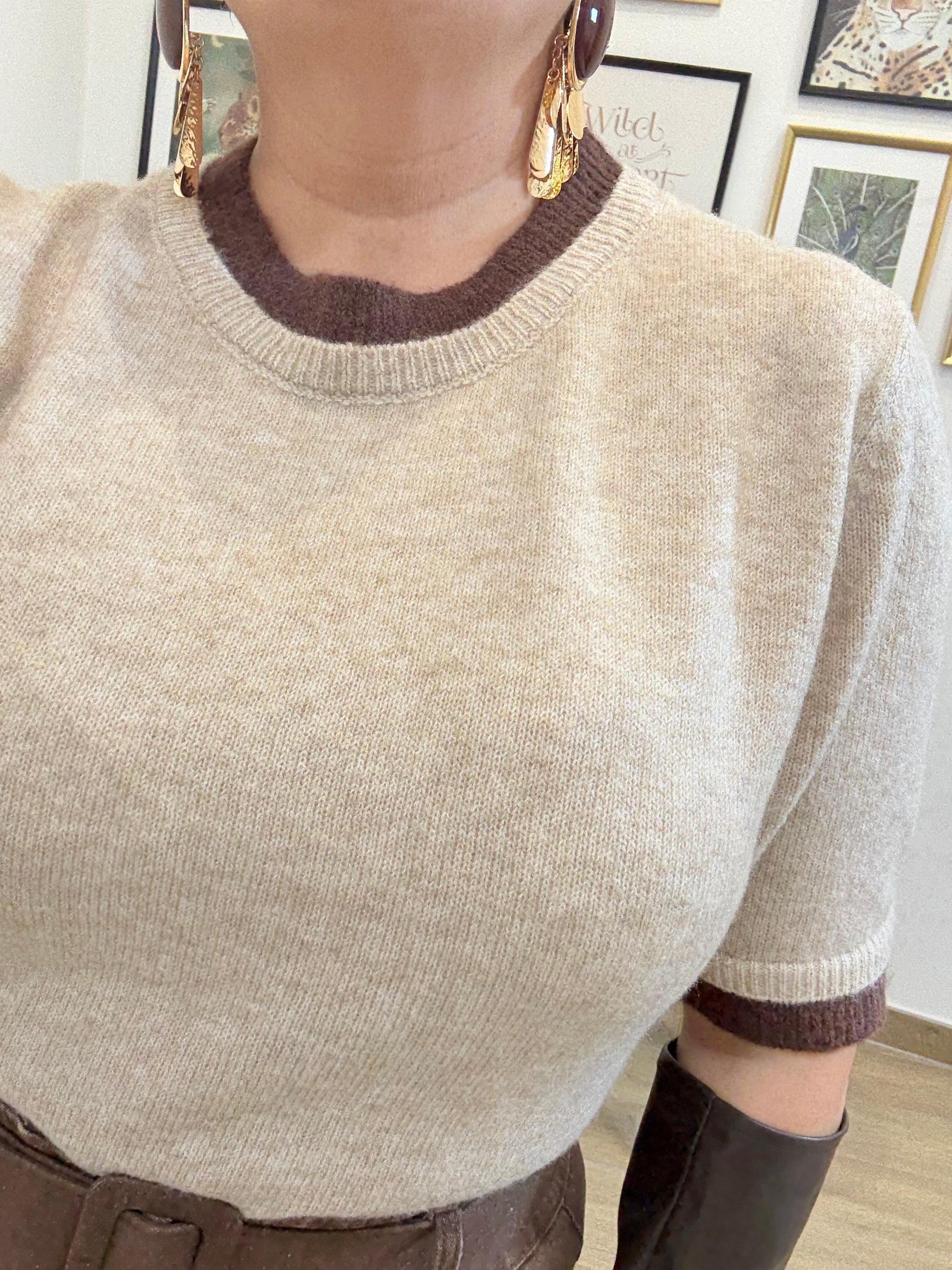 Maglione peluche beige