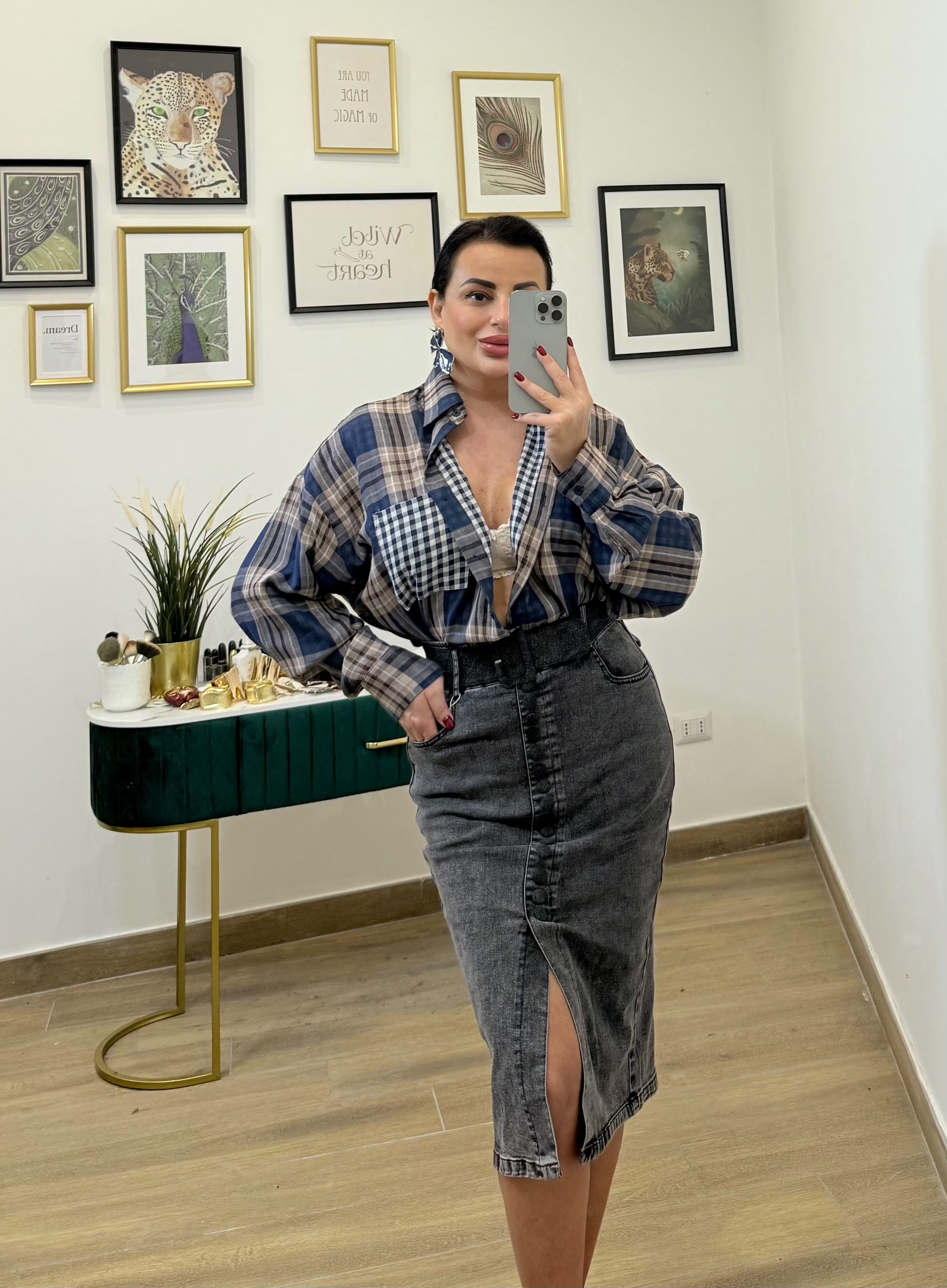 Camicia quadri e quadretti notte