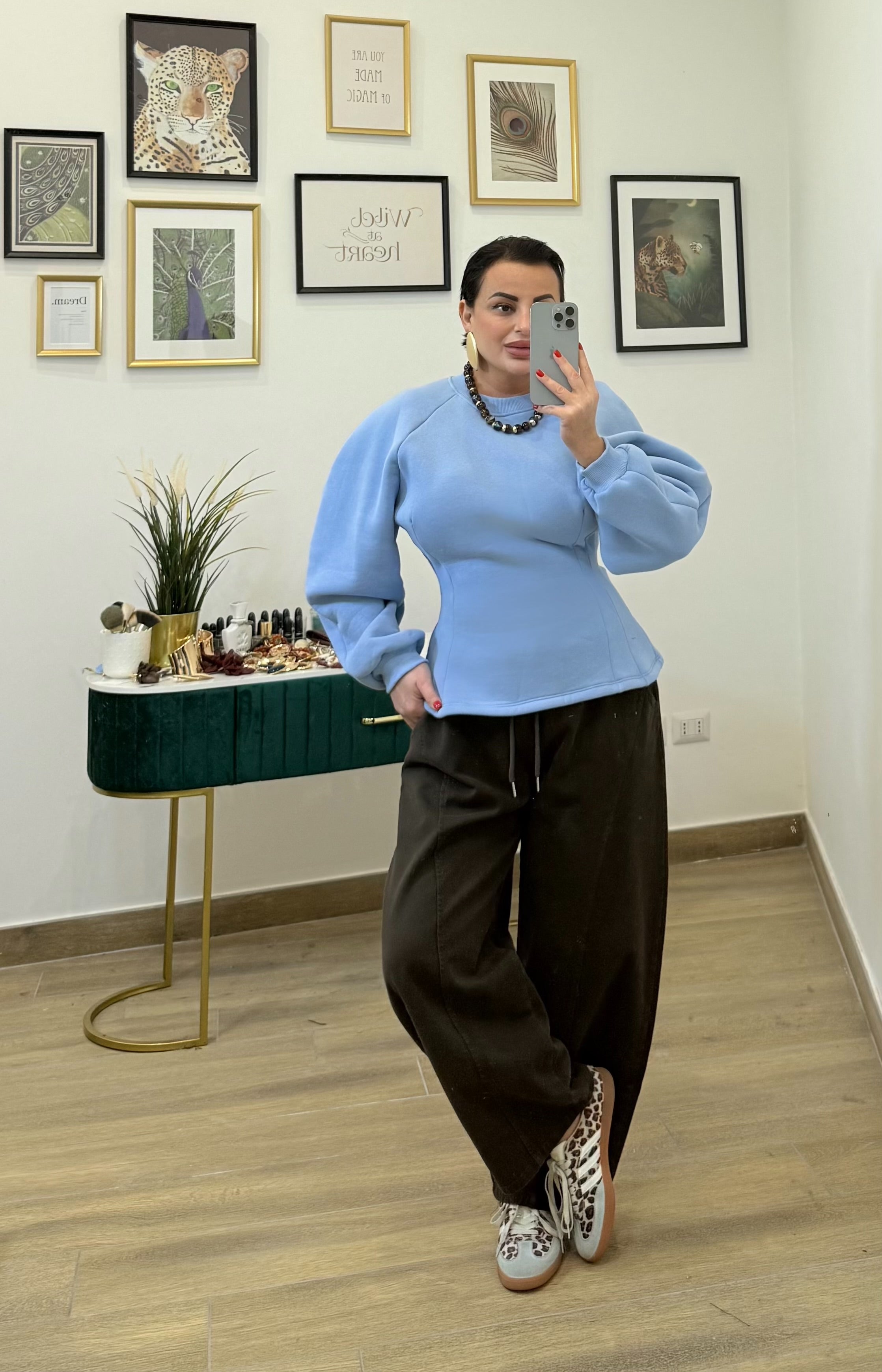 Felpa avvitata azzurra