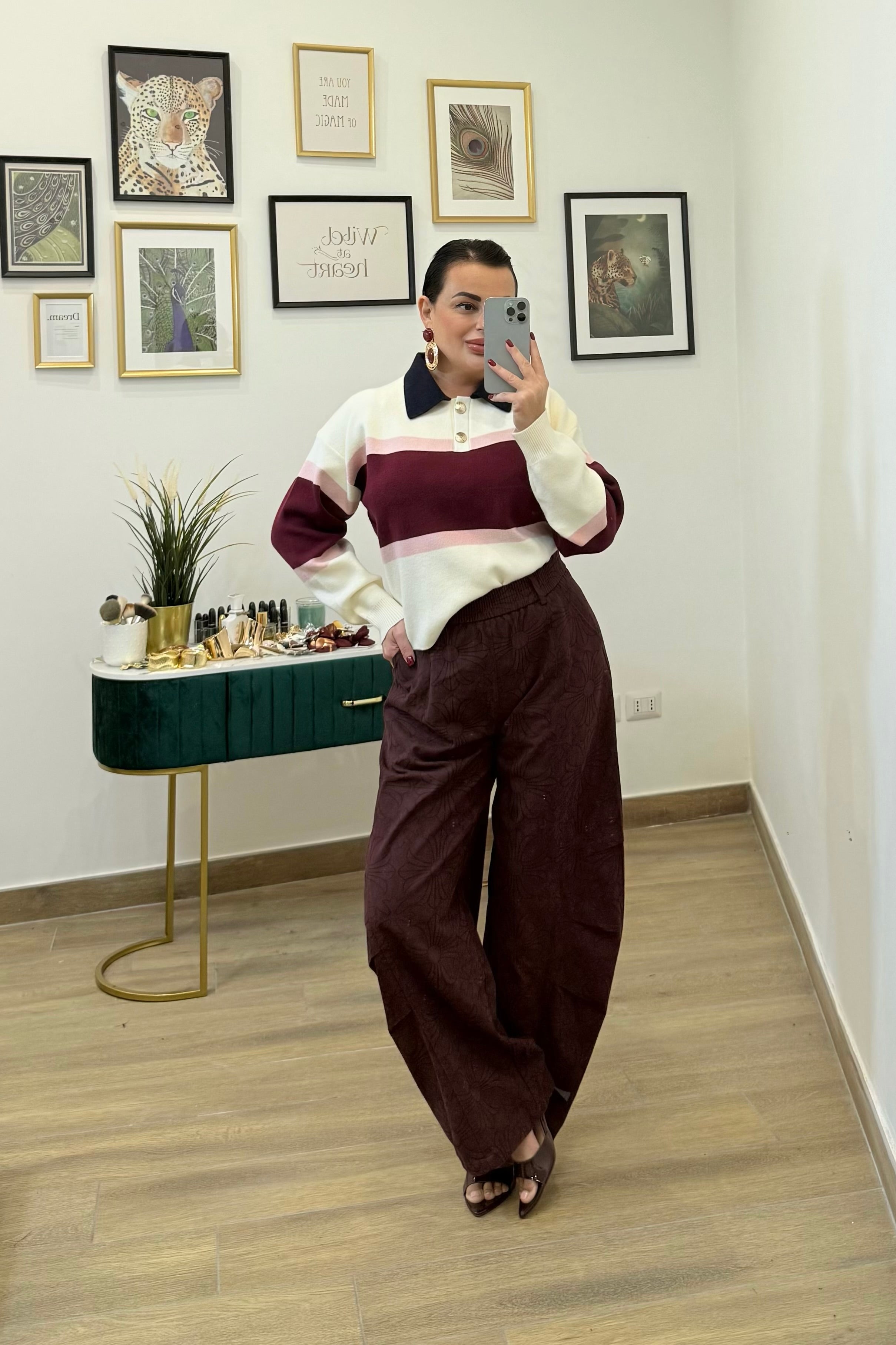 Maglia colletto burro/bordo’