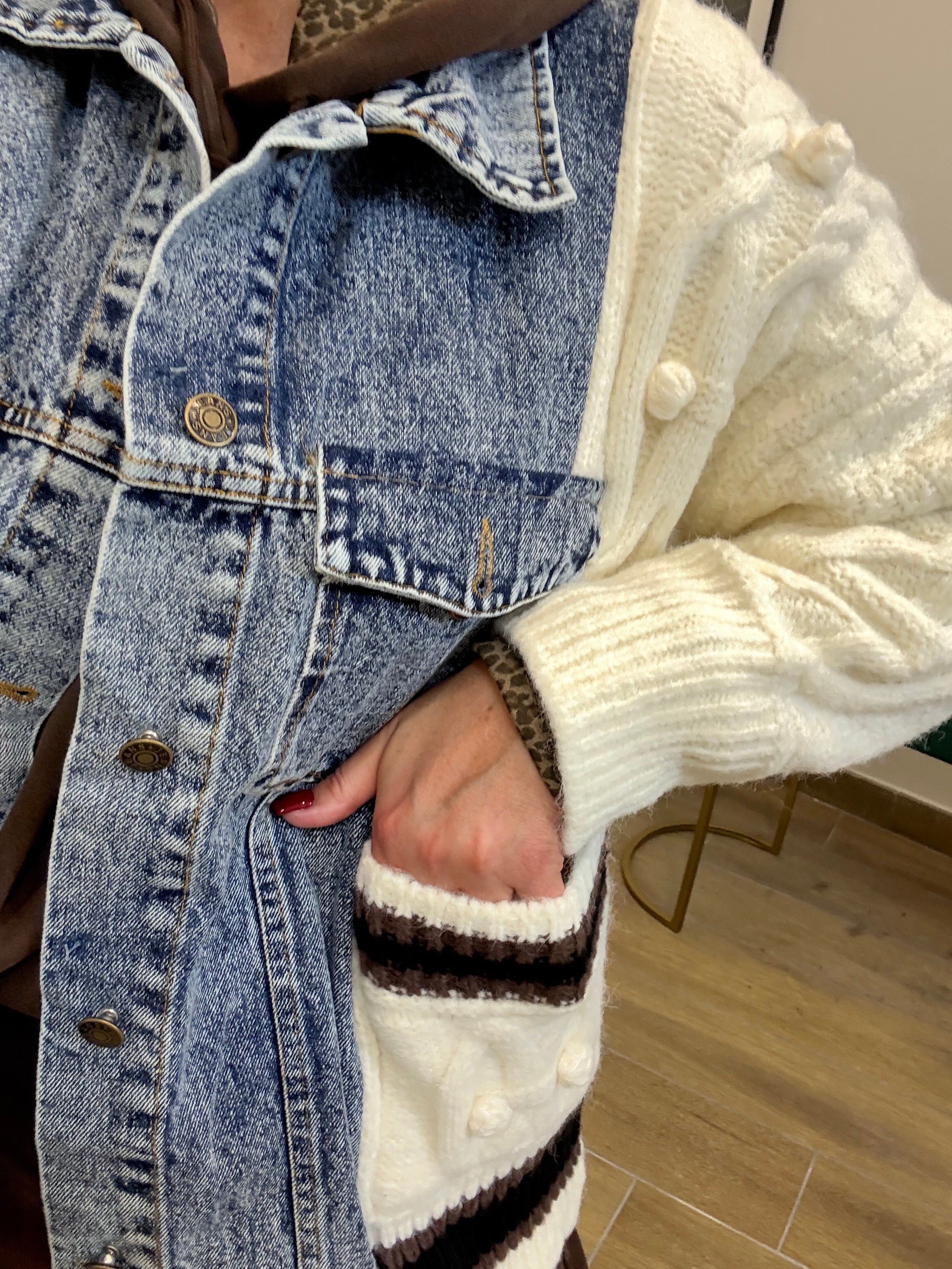 Giubbino Denim lana burro