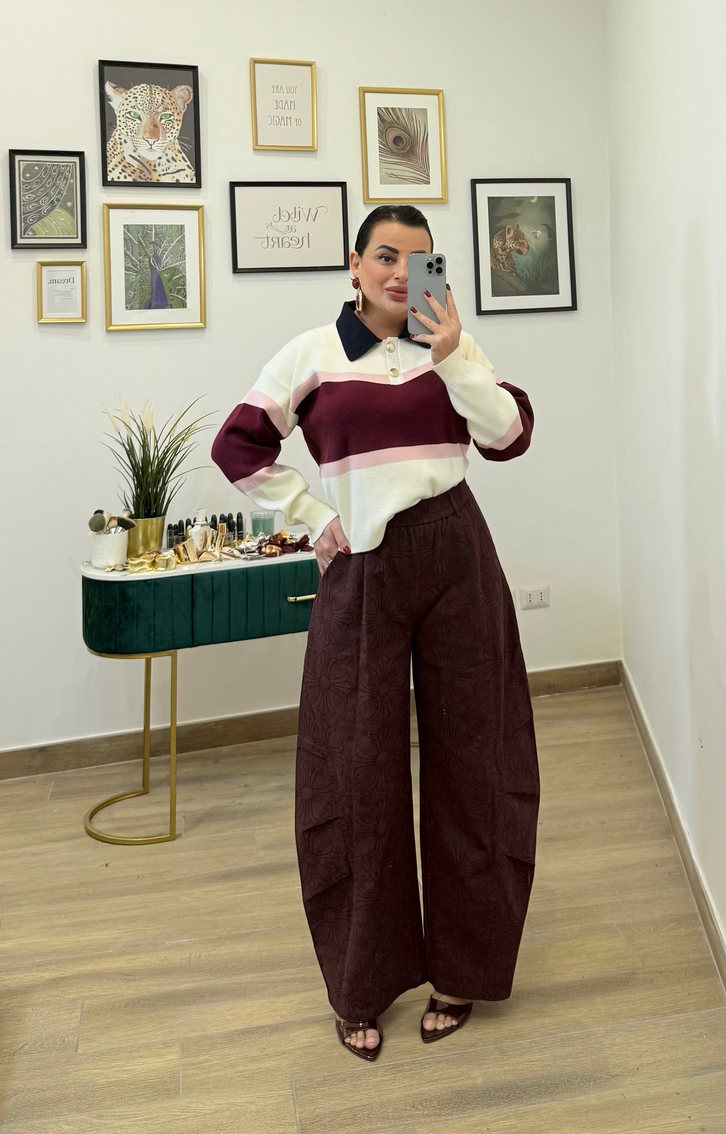 Maglia colletto burro/bordo’