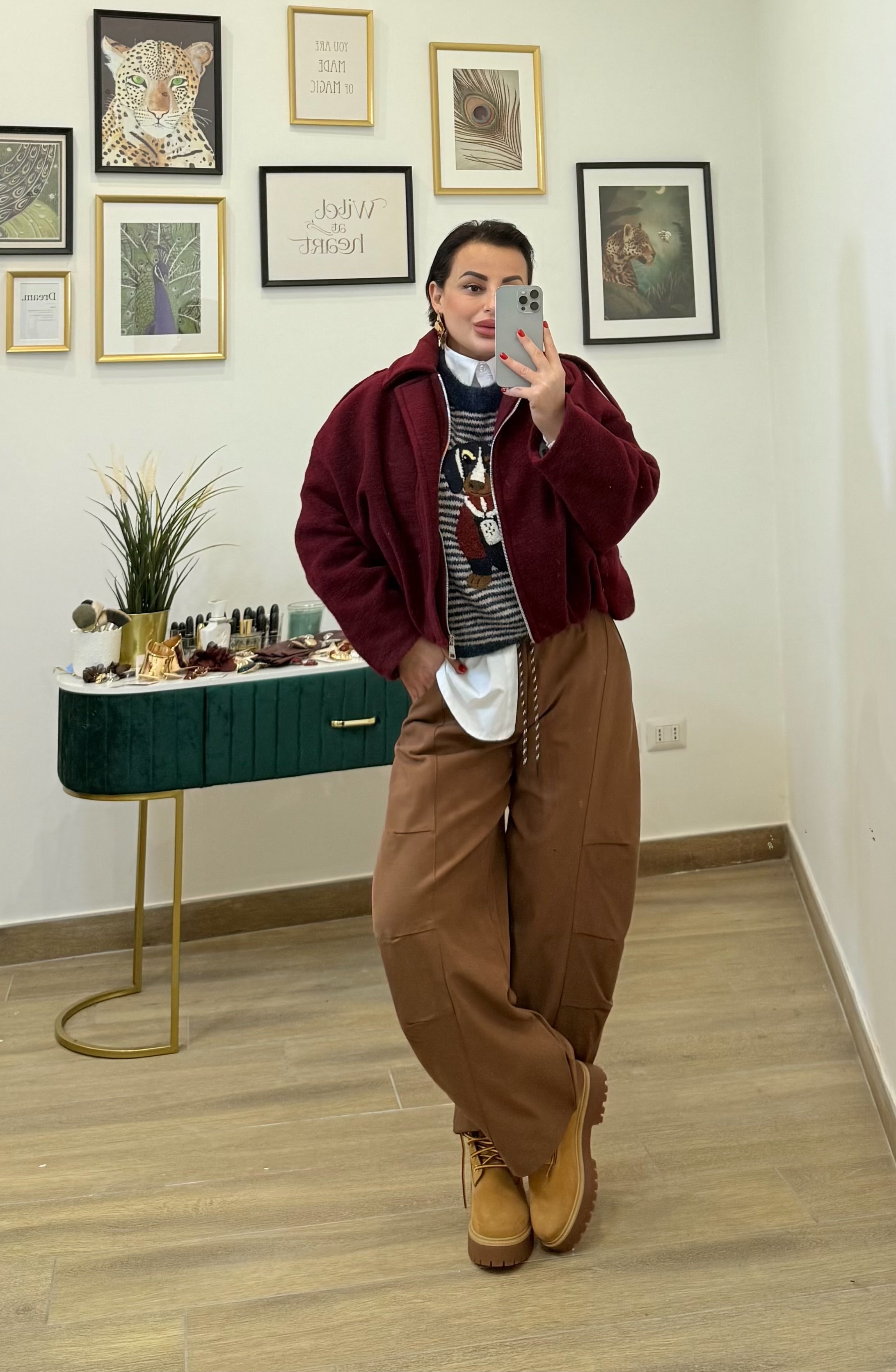 Bomber lana cotta Borgogna