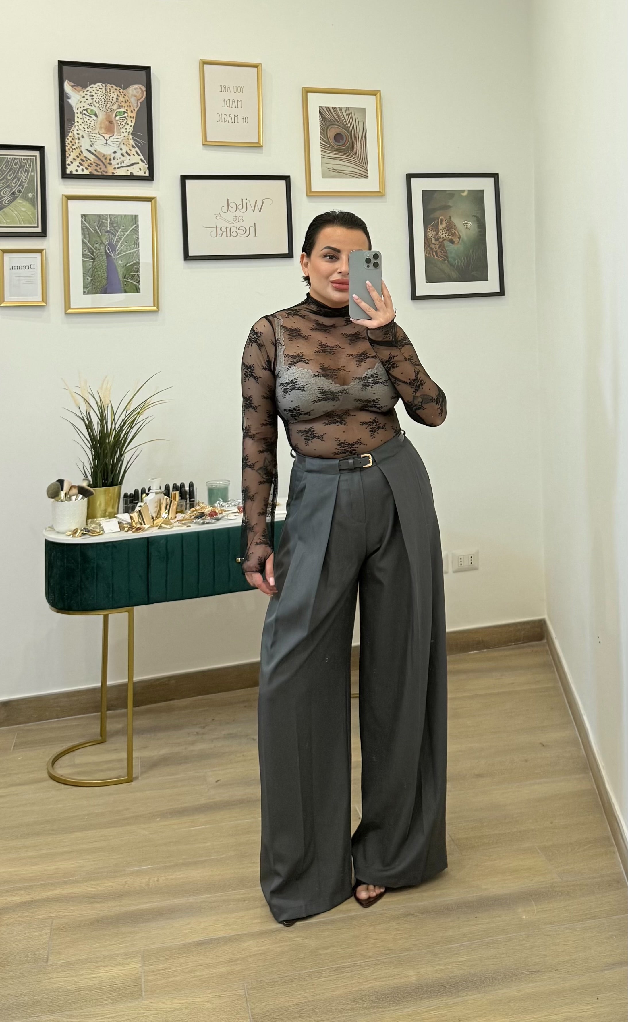 Maglia merletto guanto black