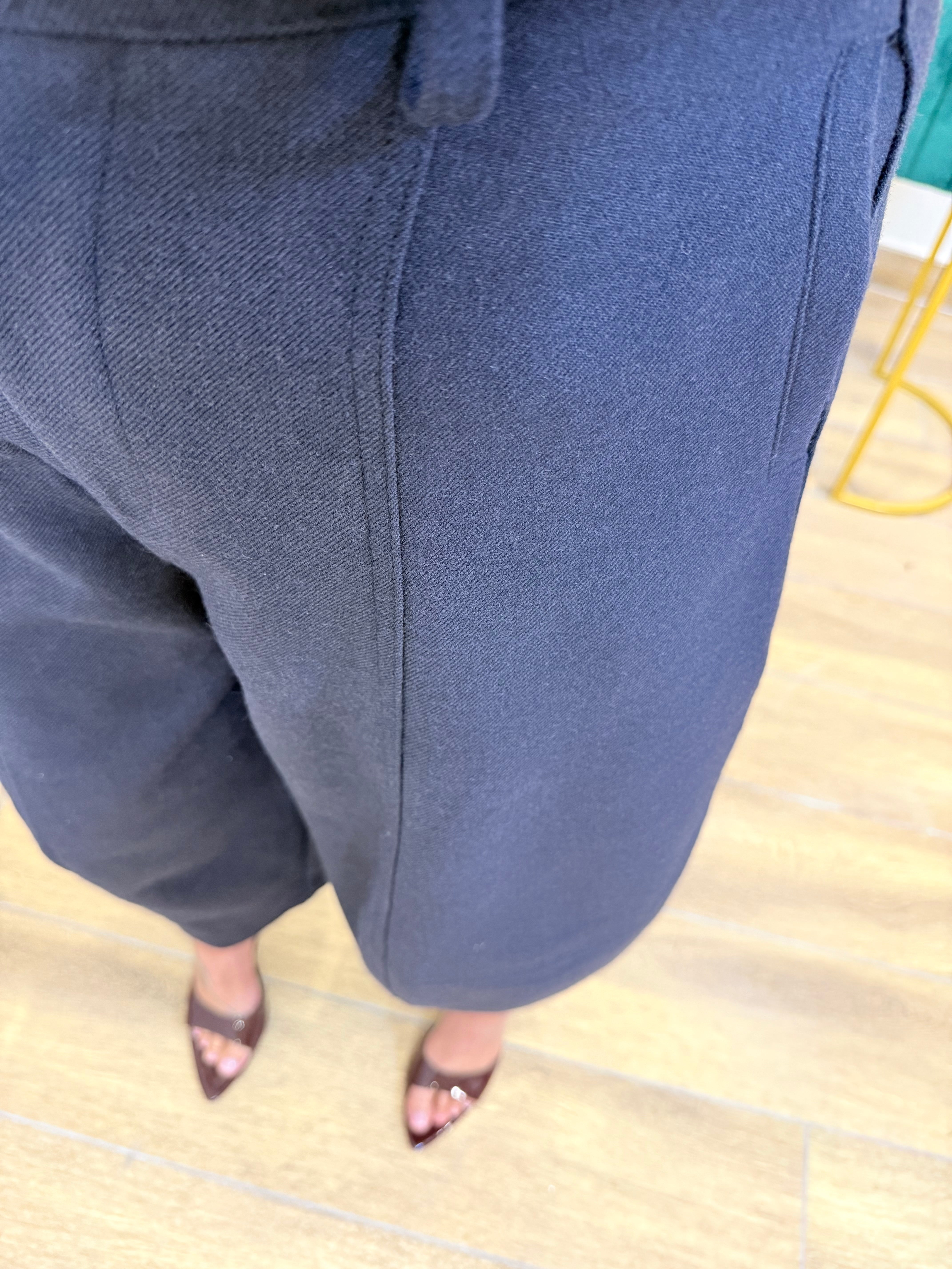 Pantalone lana cotta bluette