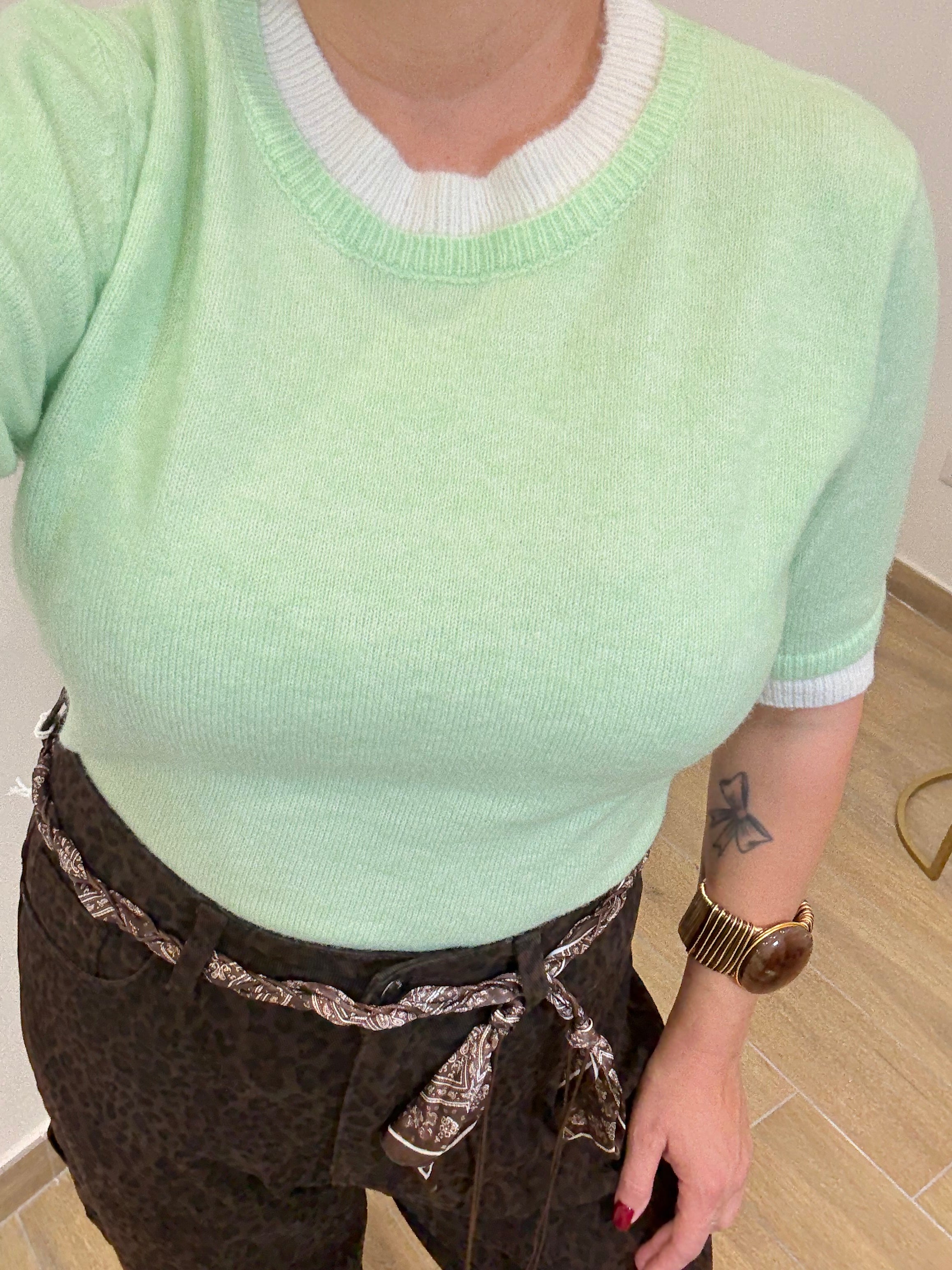 Maglione peluche verde acqua