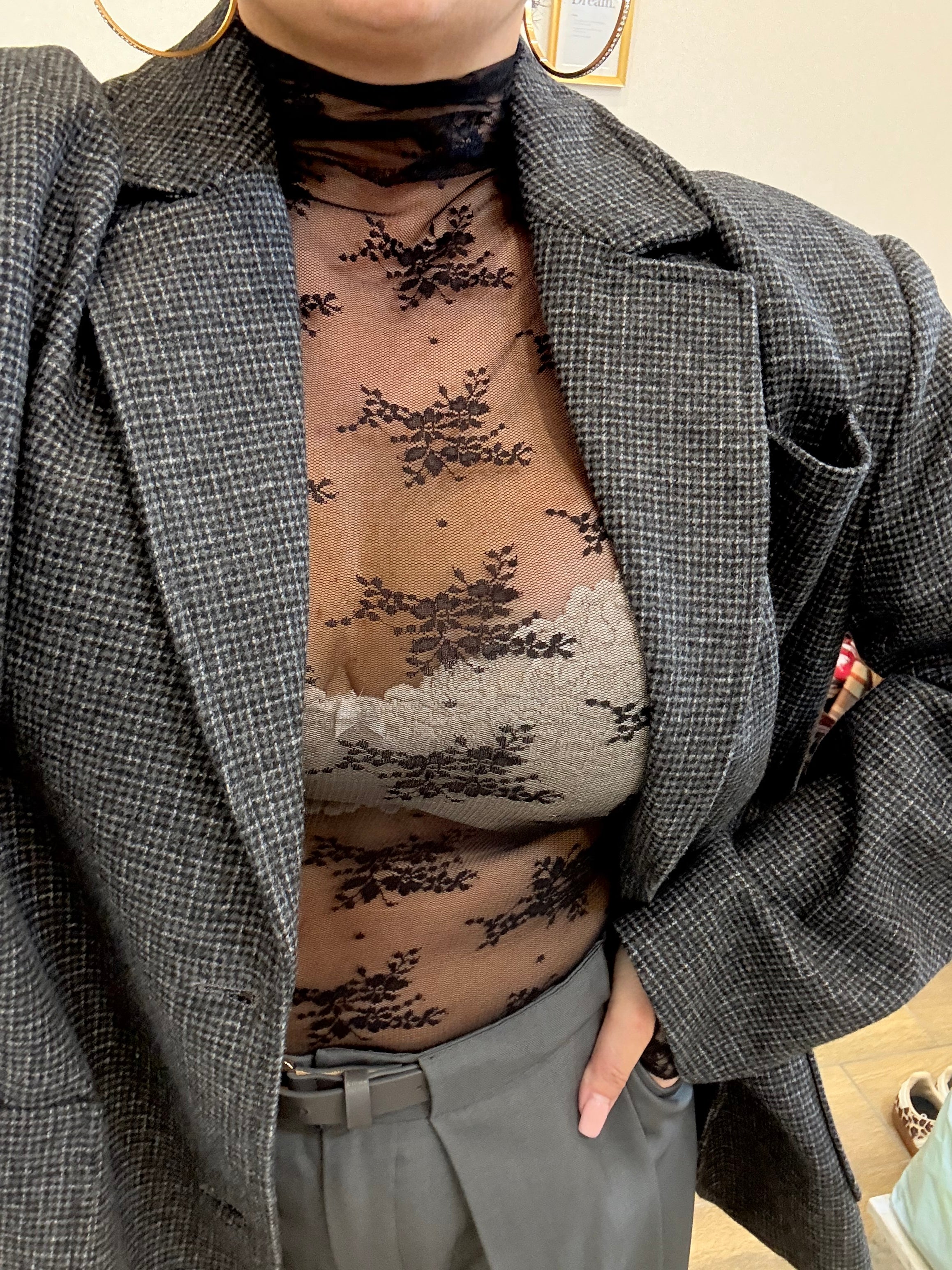 Giacca over effetto quadretti