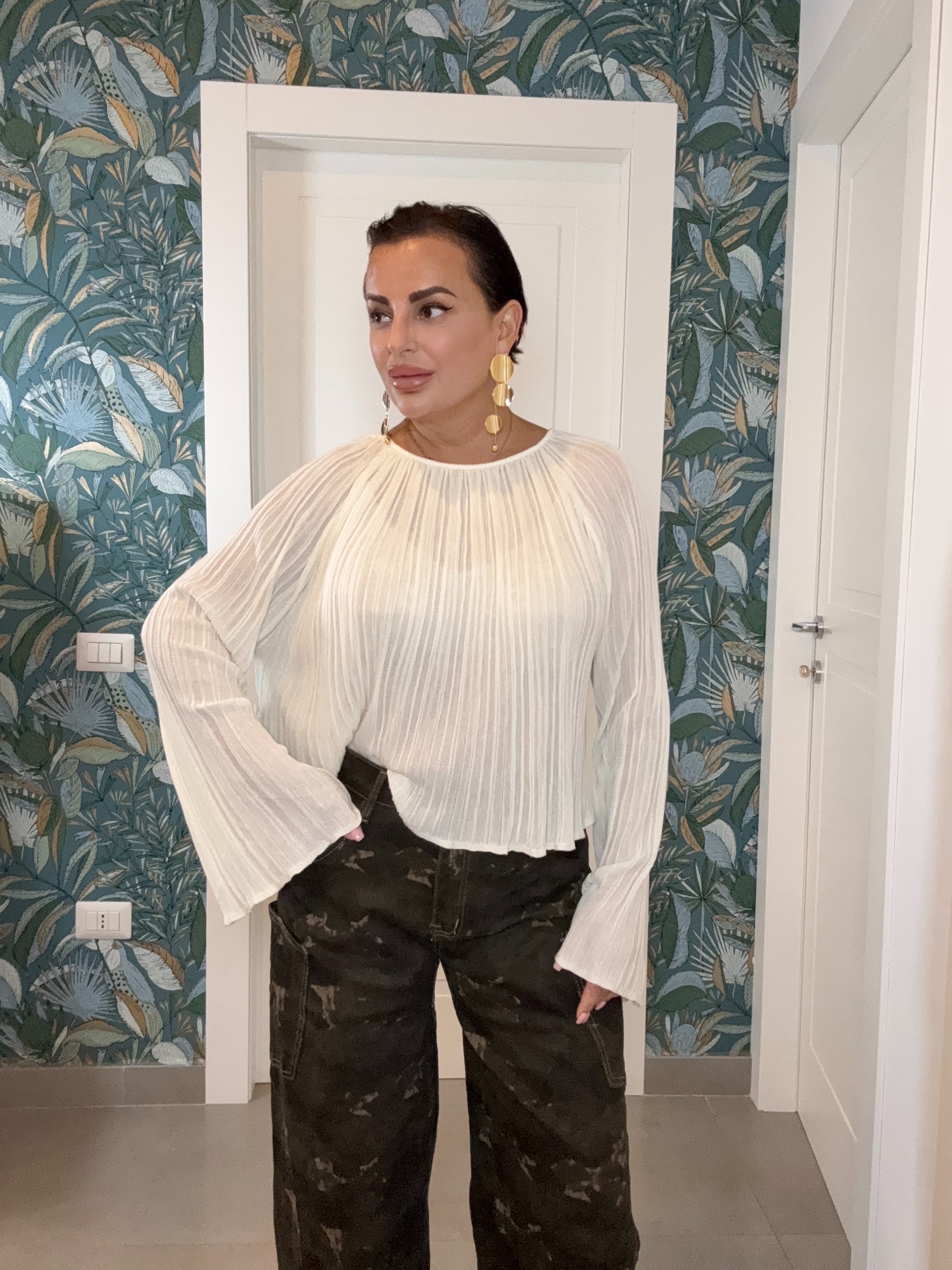 Maglia ventaglio burro