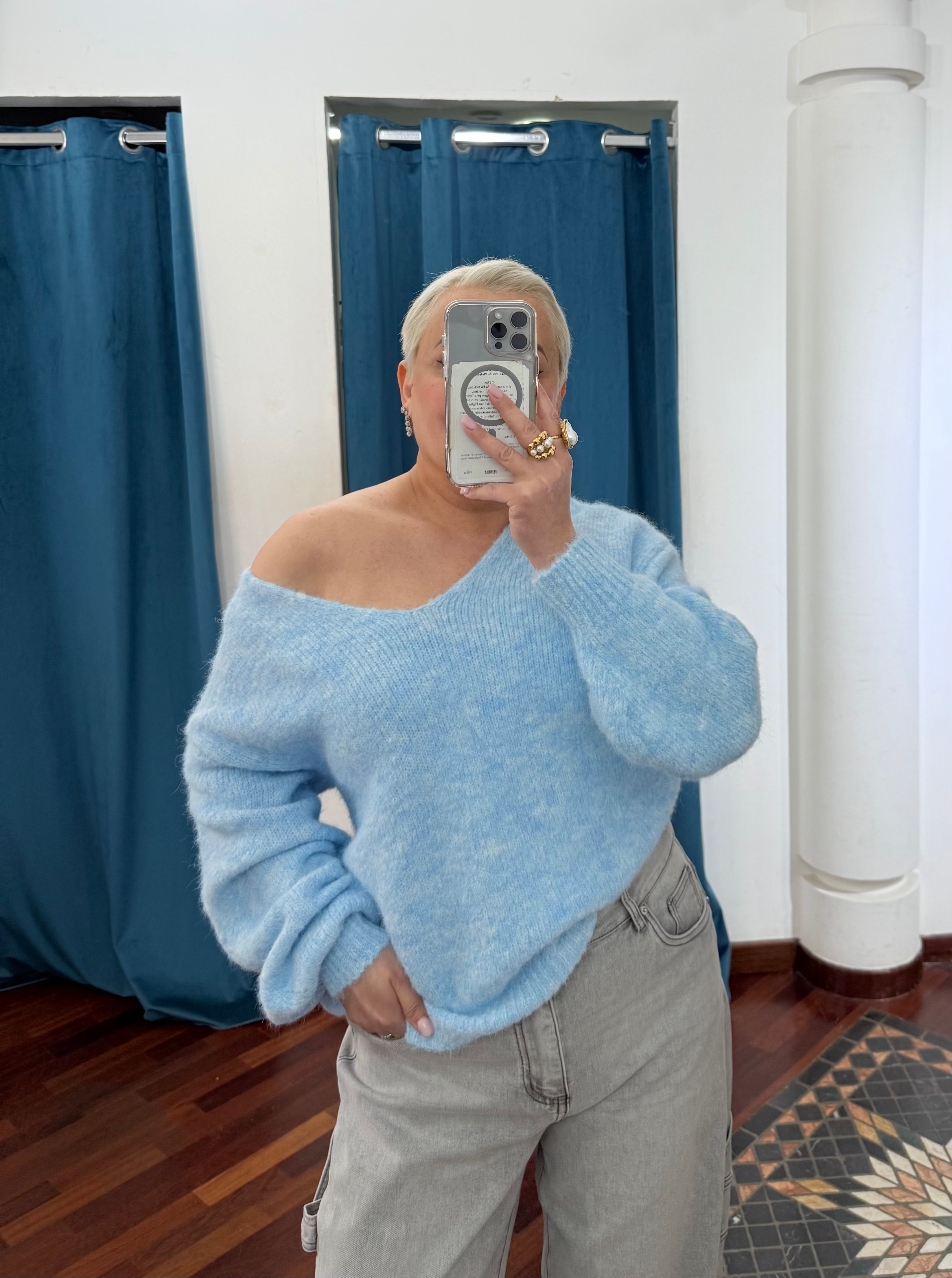 Maglione fiocco azzurro