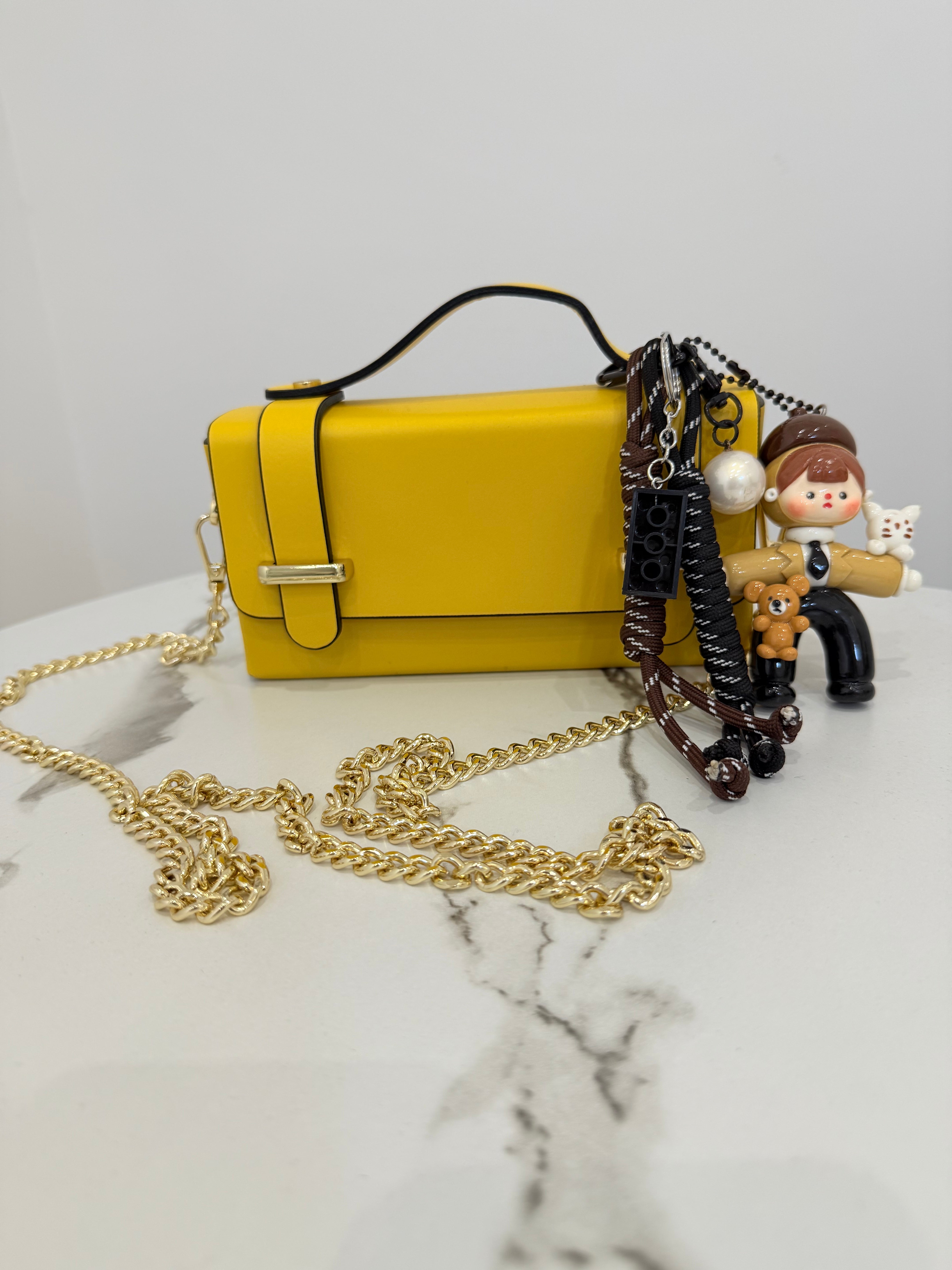 Borsetta vera pelle Yellow