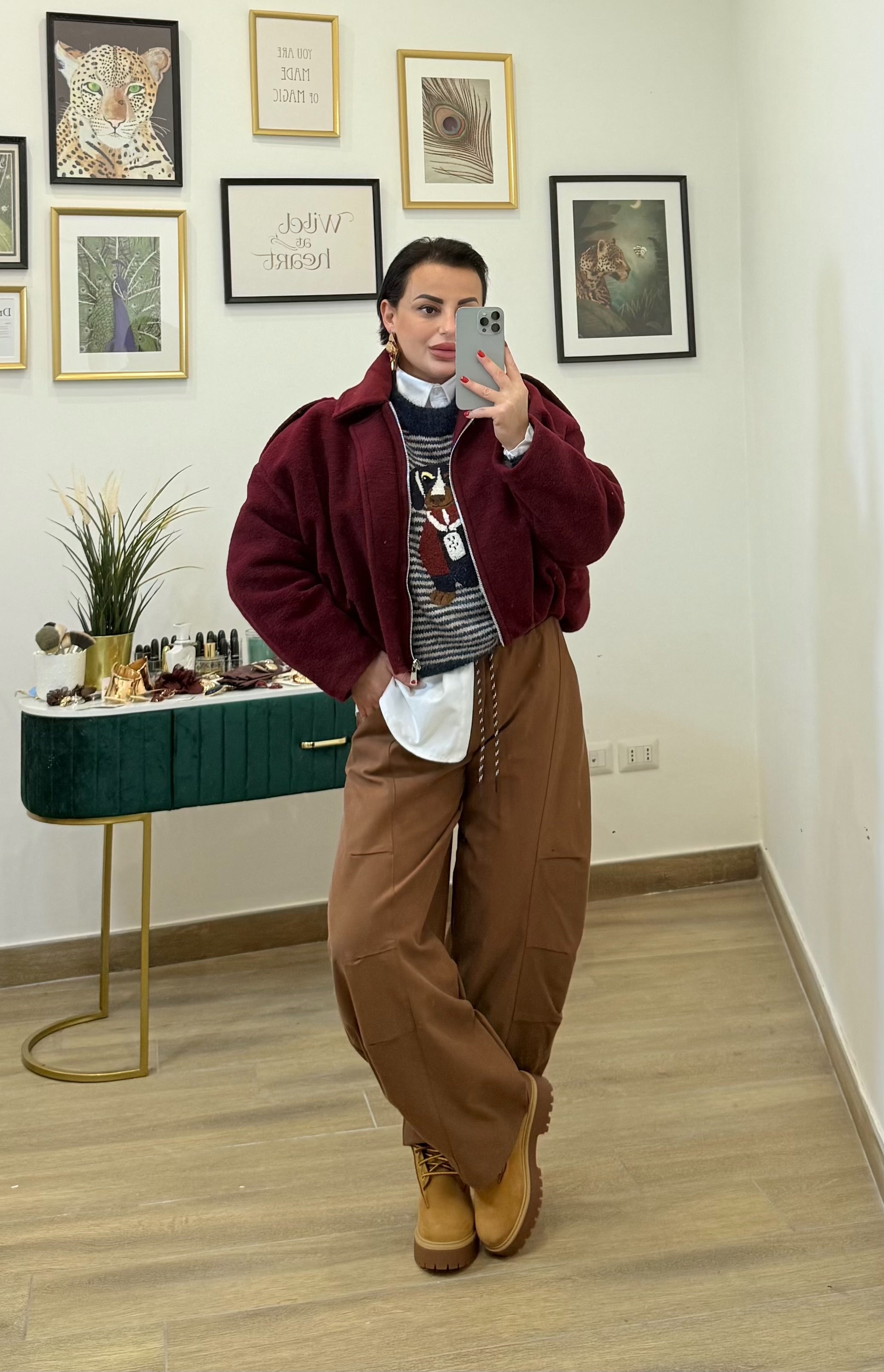 Bomber lana cotta Borgogna