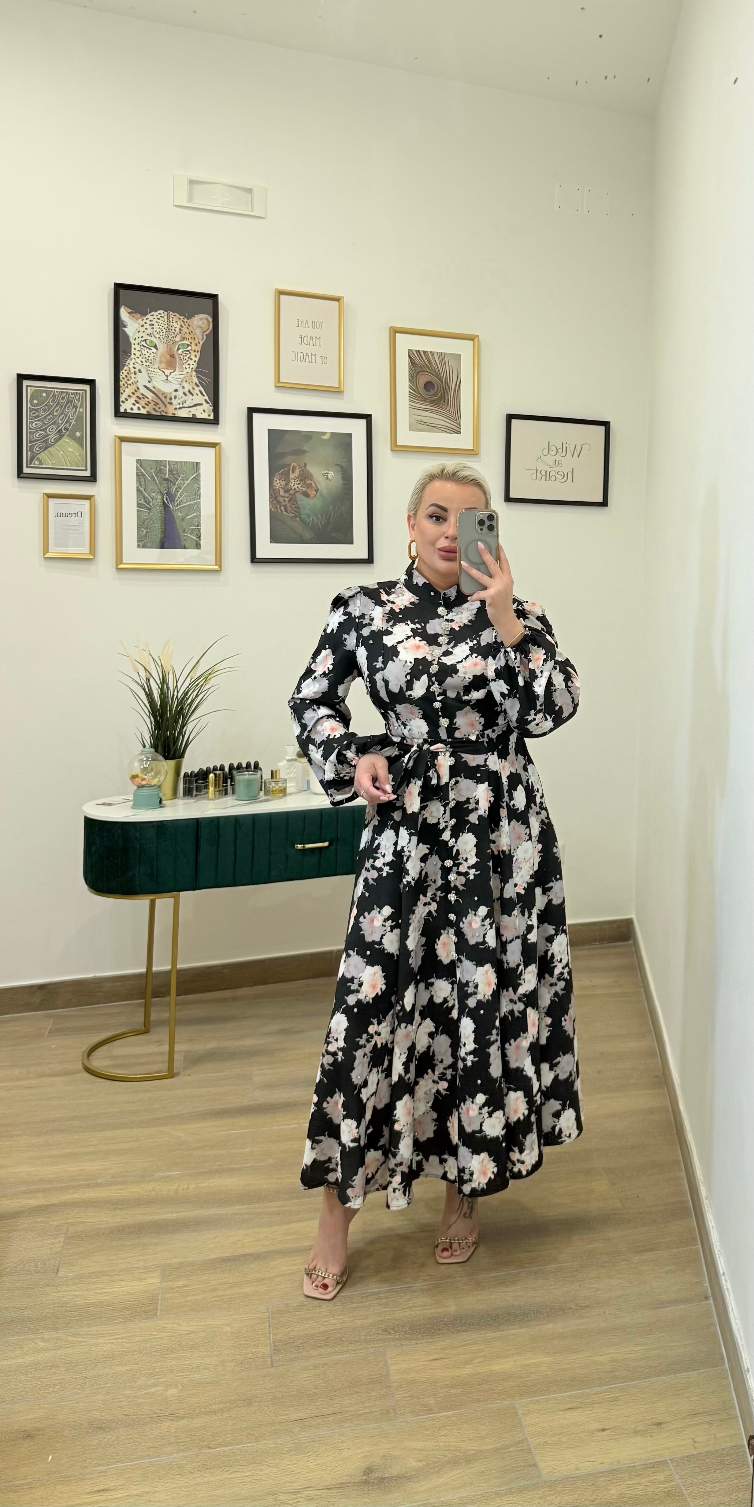 Abito lungo flower black