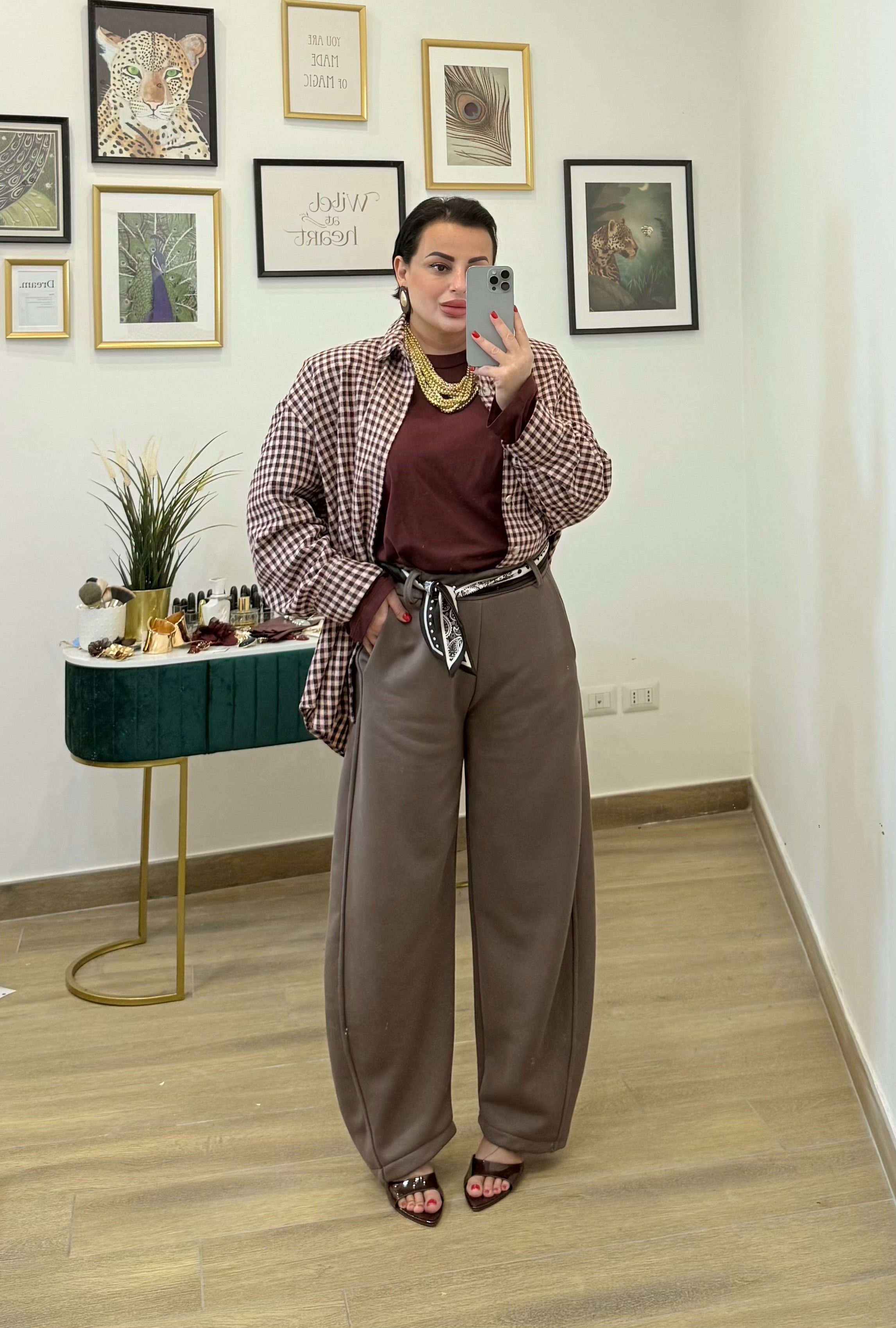 Panta tuta foular Tortora