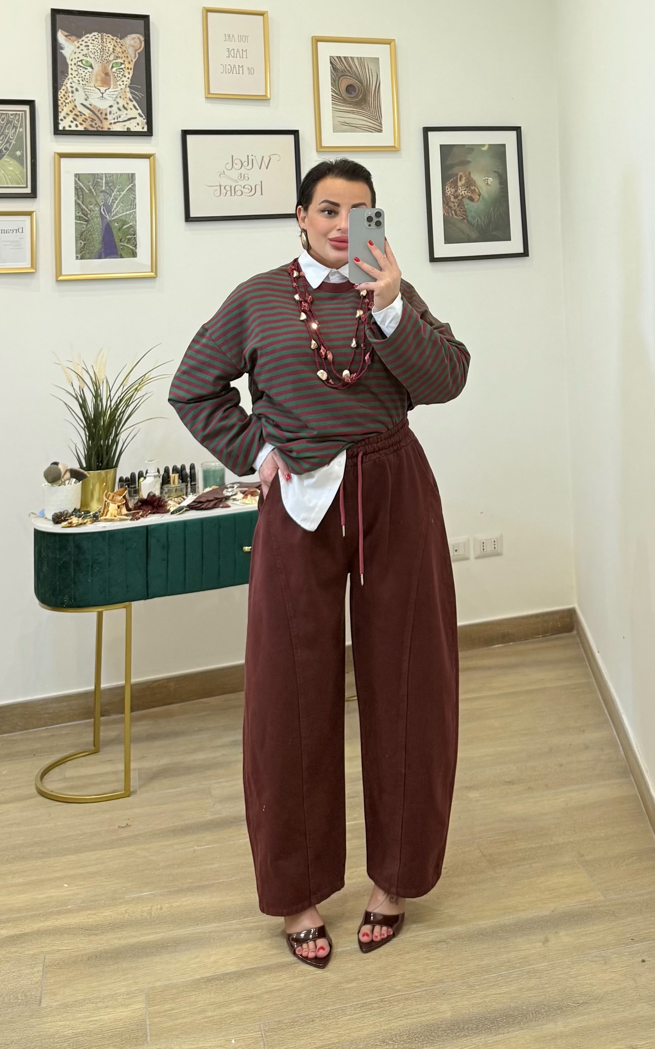 Pantalone Denim bordeaux