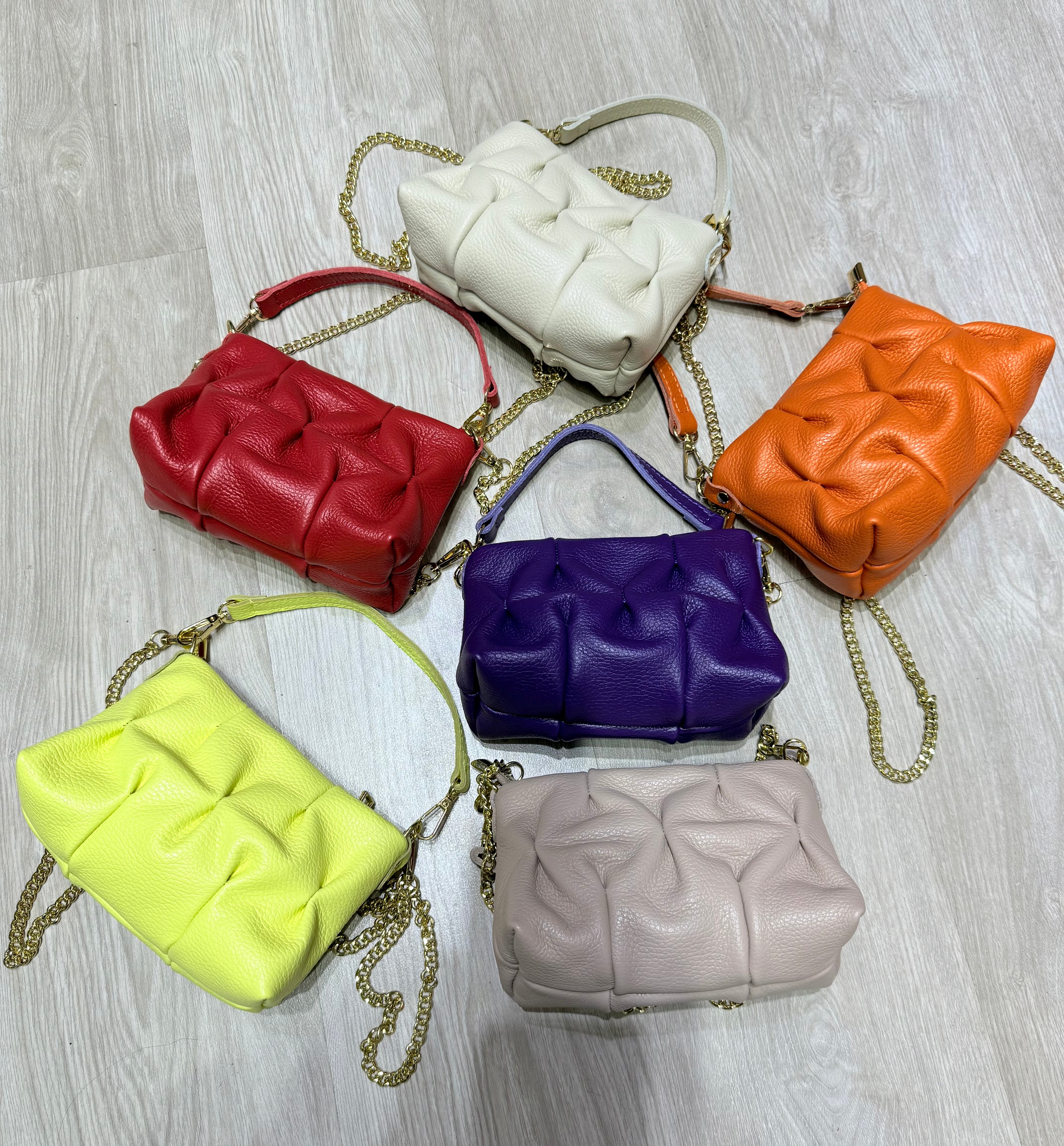 Borsetta pasticcino vera pelle vari colori