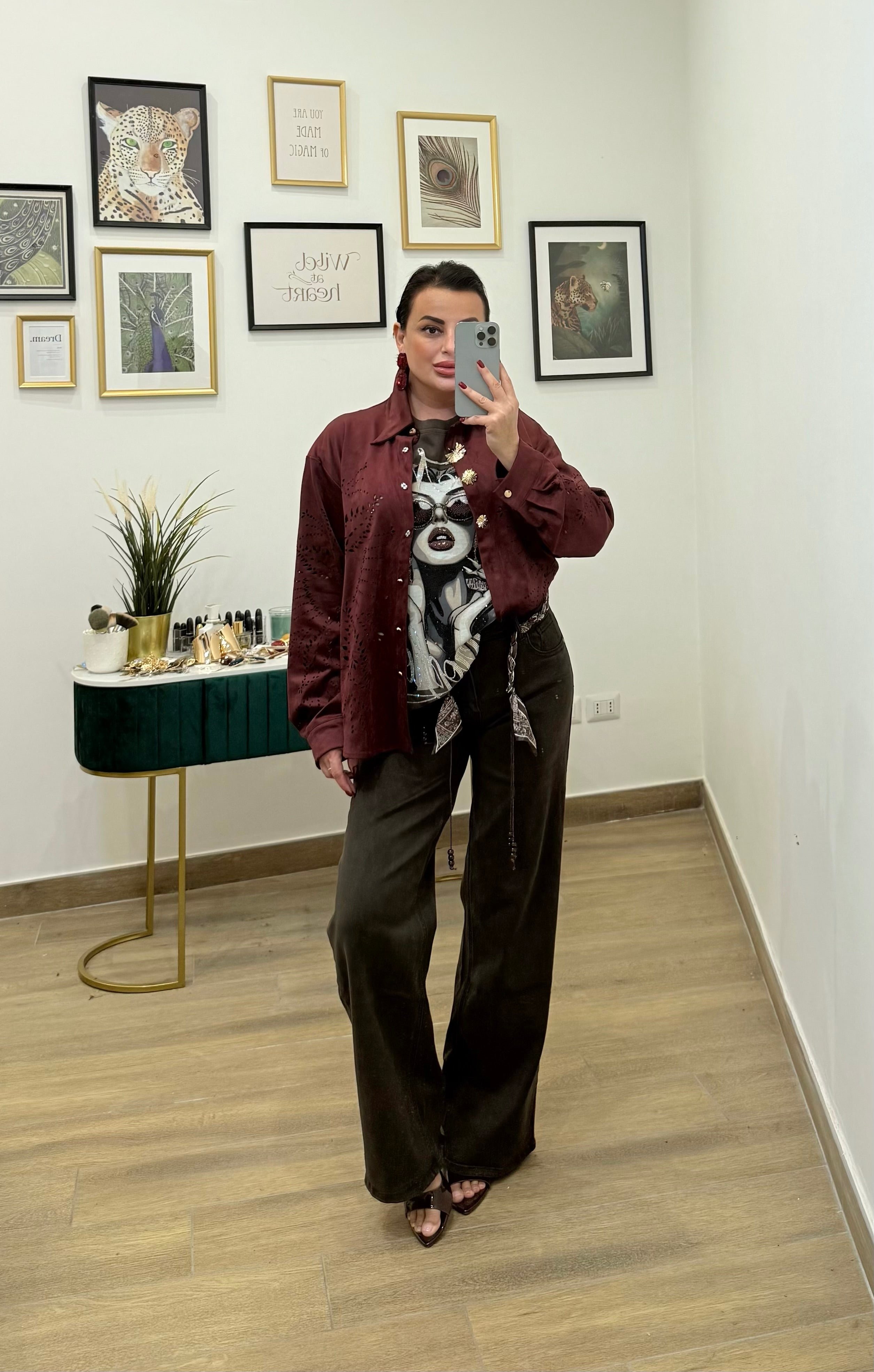 Camicia eco camoscio bordo’