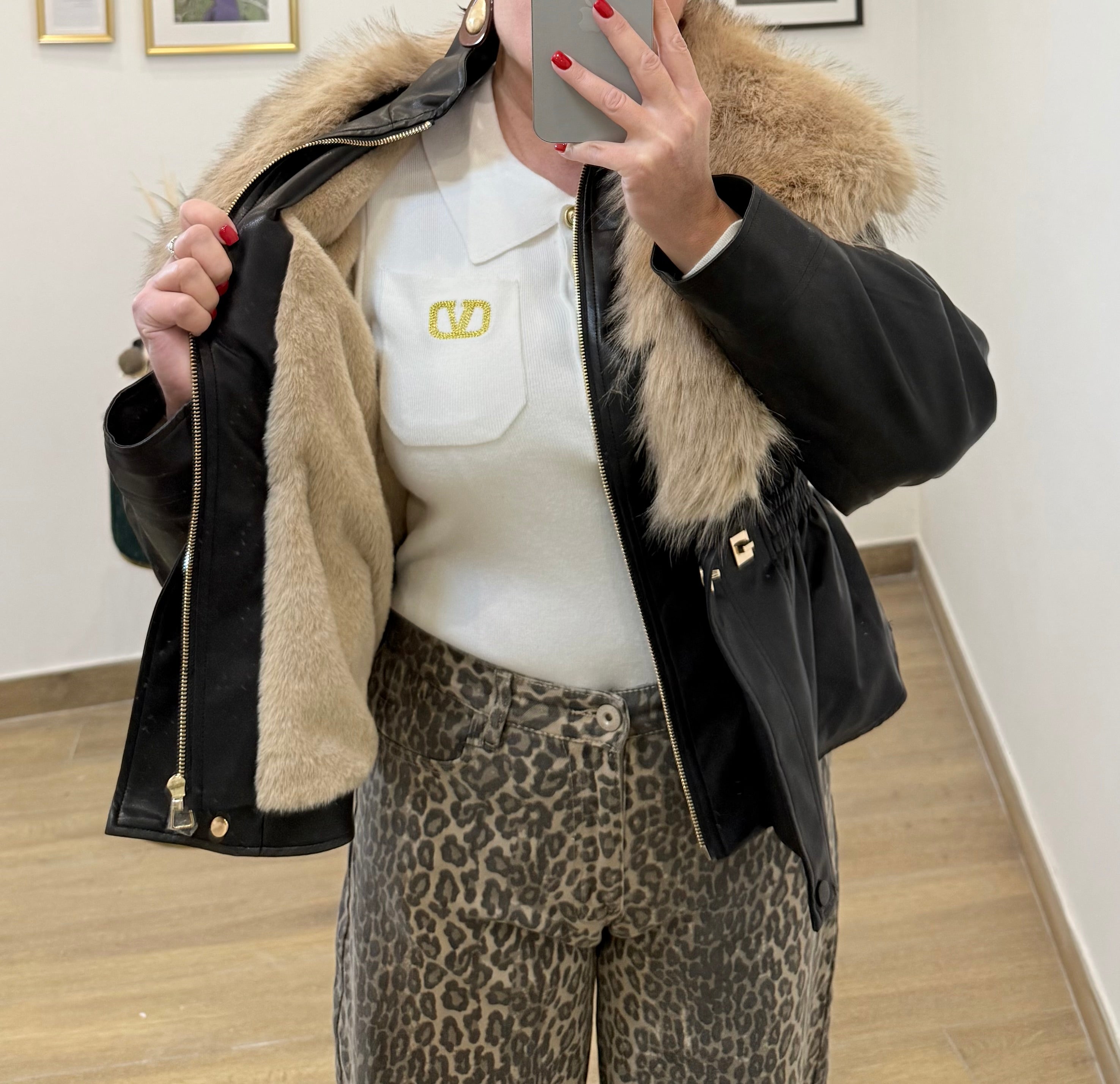 Giacca eco-pelle/ eco fur black