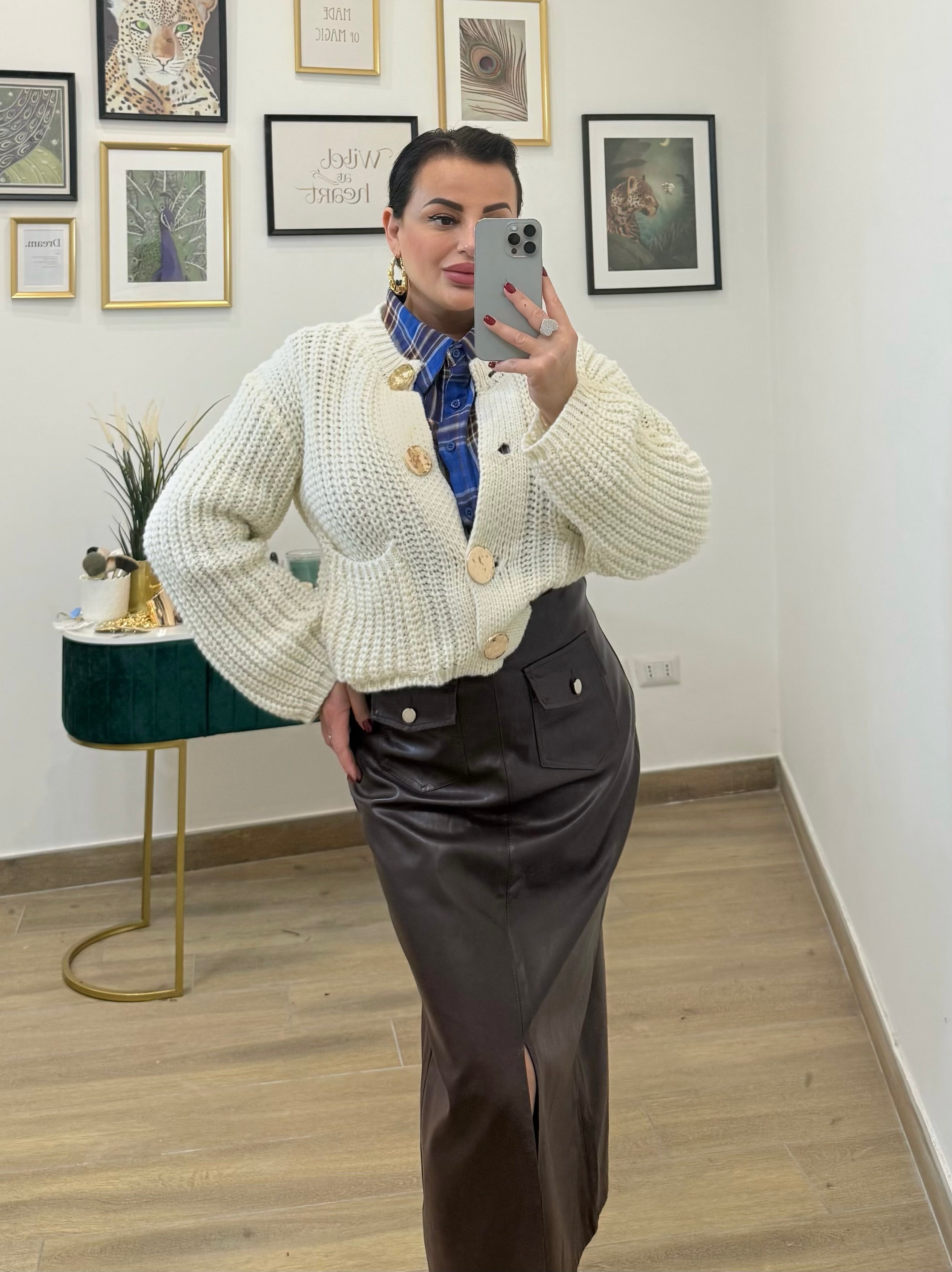 Cardigan treccine panna