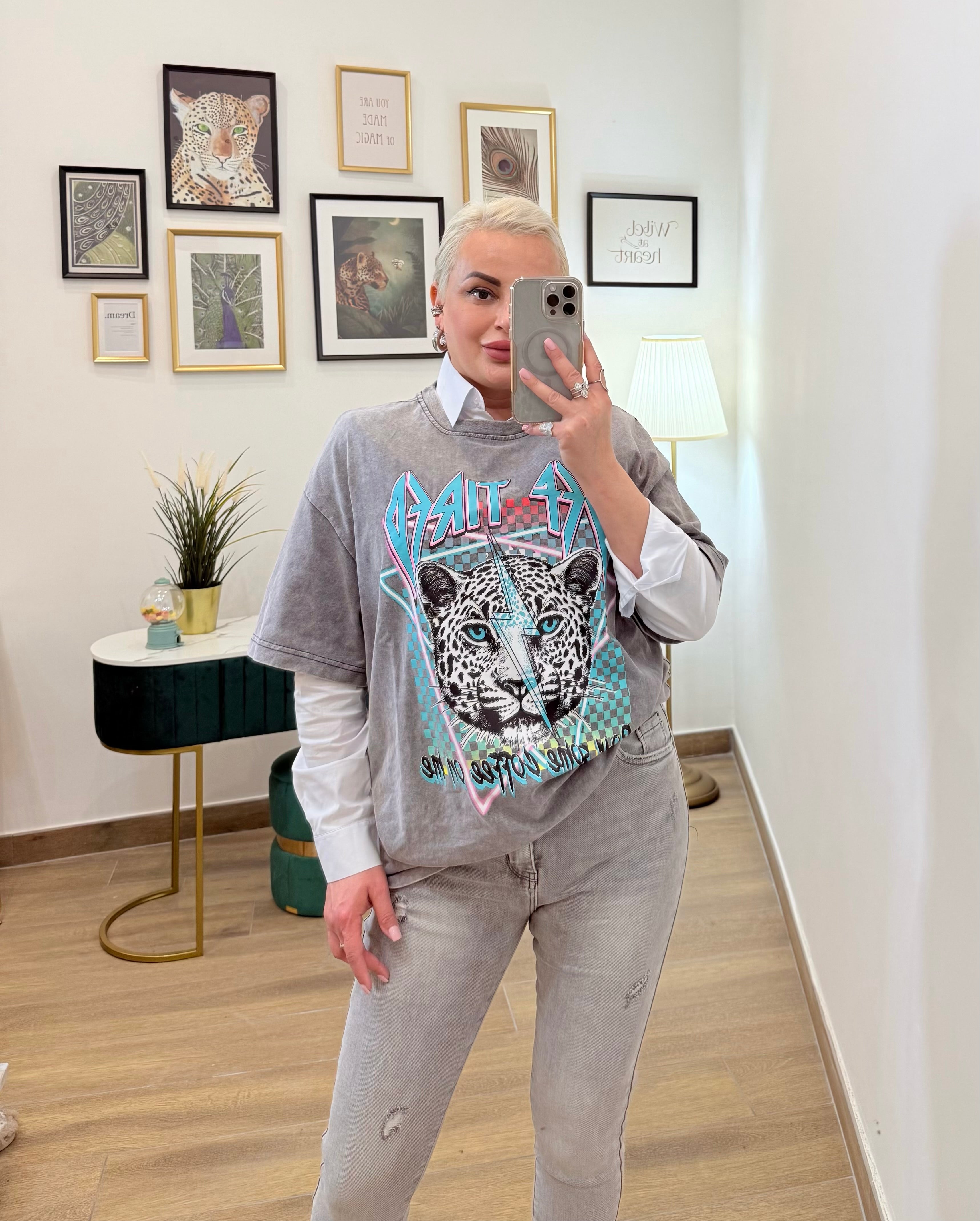 Shirt Over Tiger Turchese