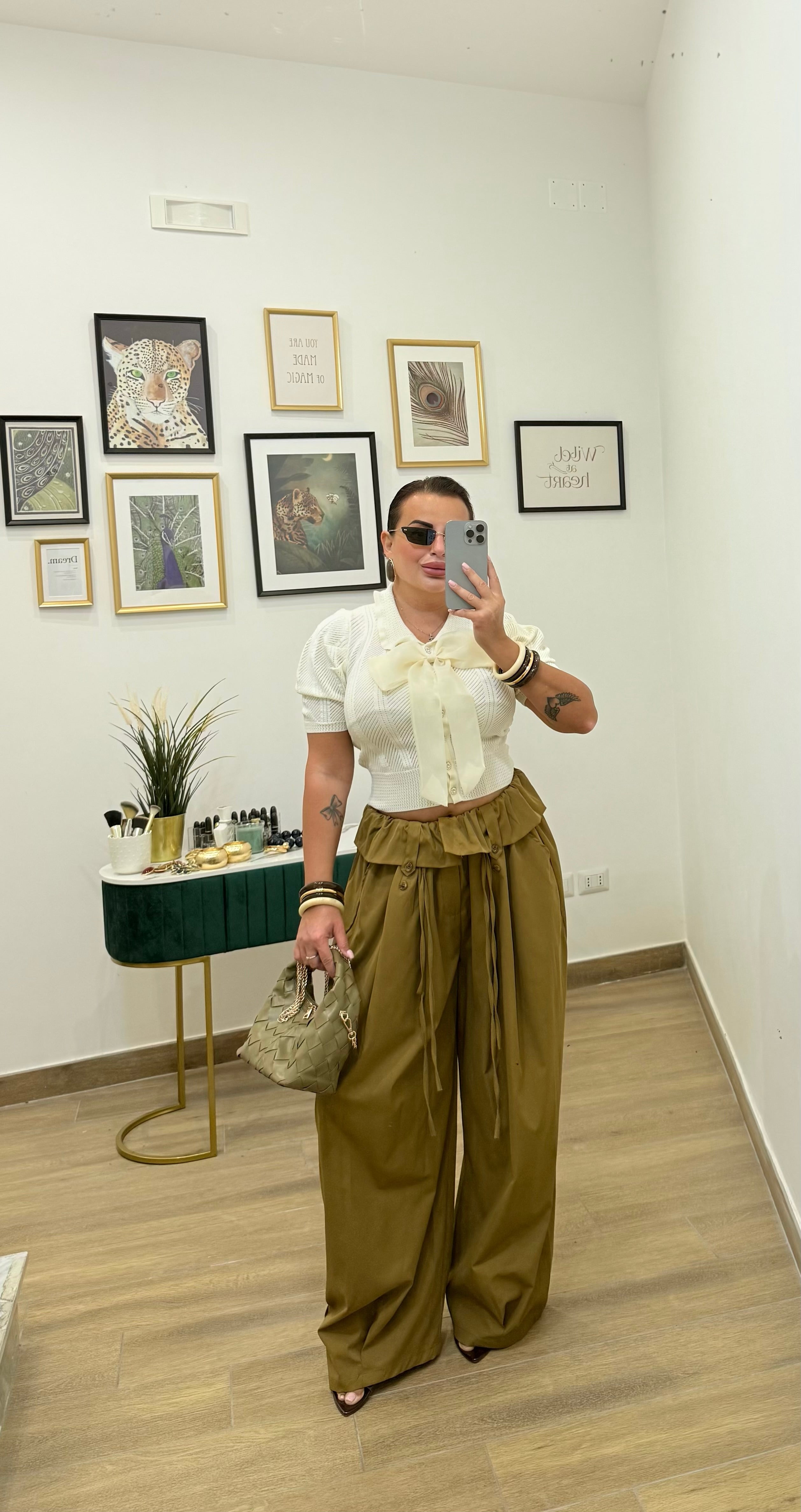 Pantalone Caramella Verde Olio