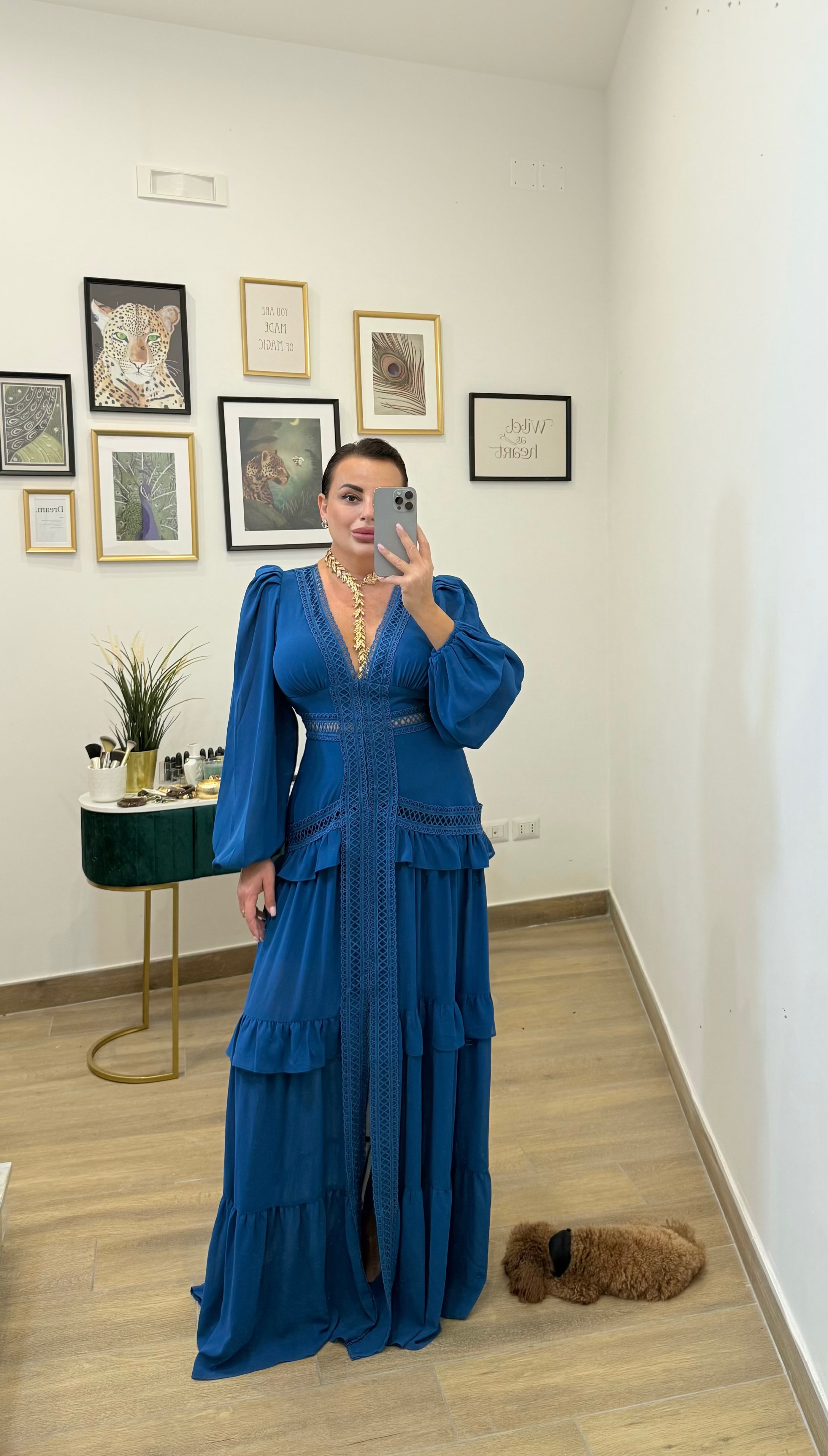 Abito Lungo Francy Blu Ottanio