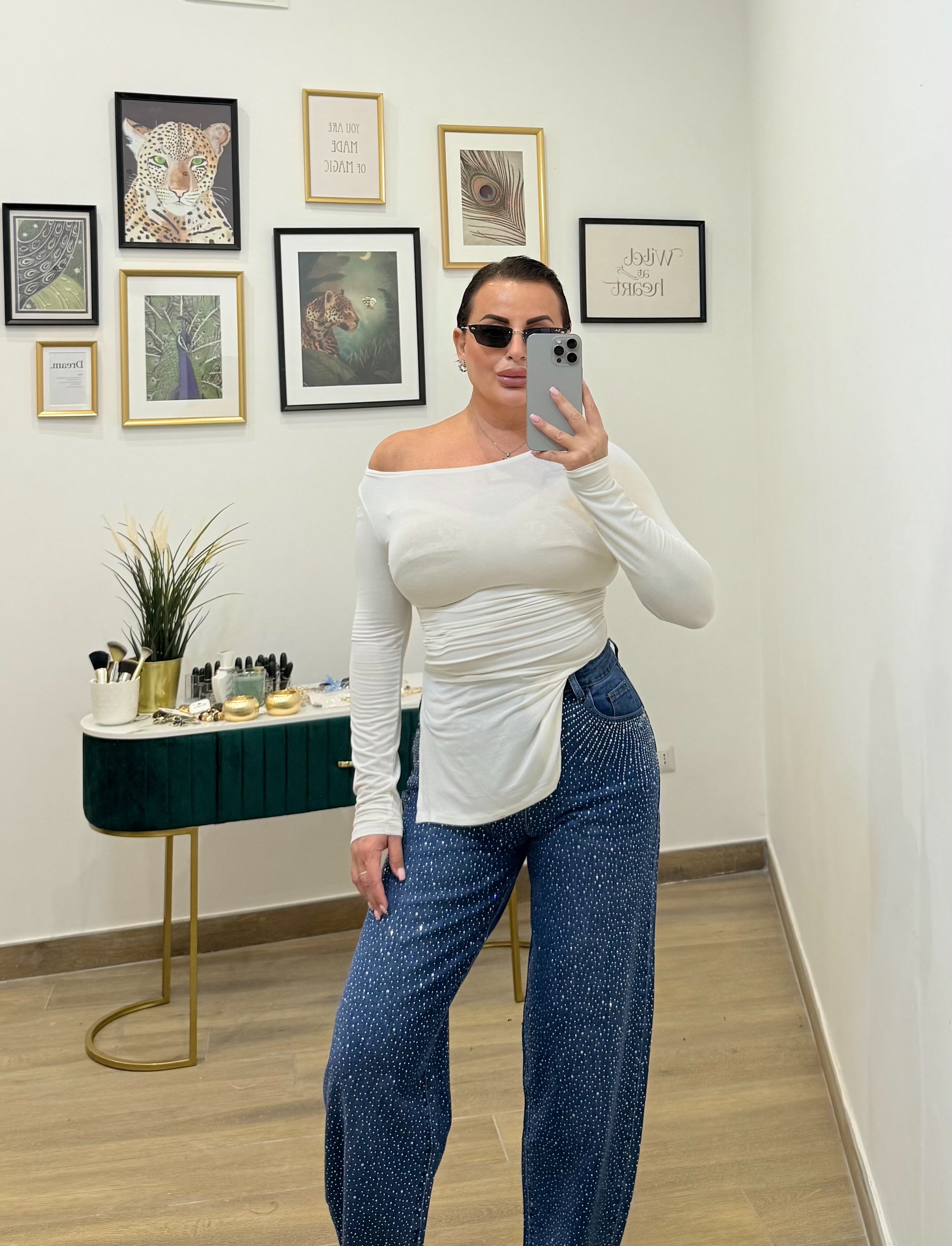 Maglia kim drappeggiata White