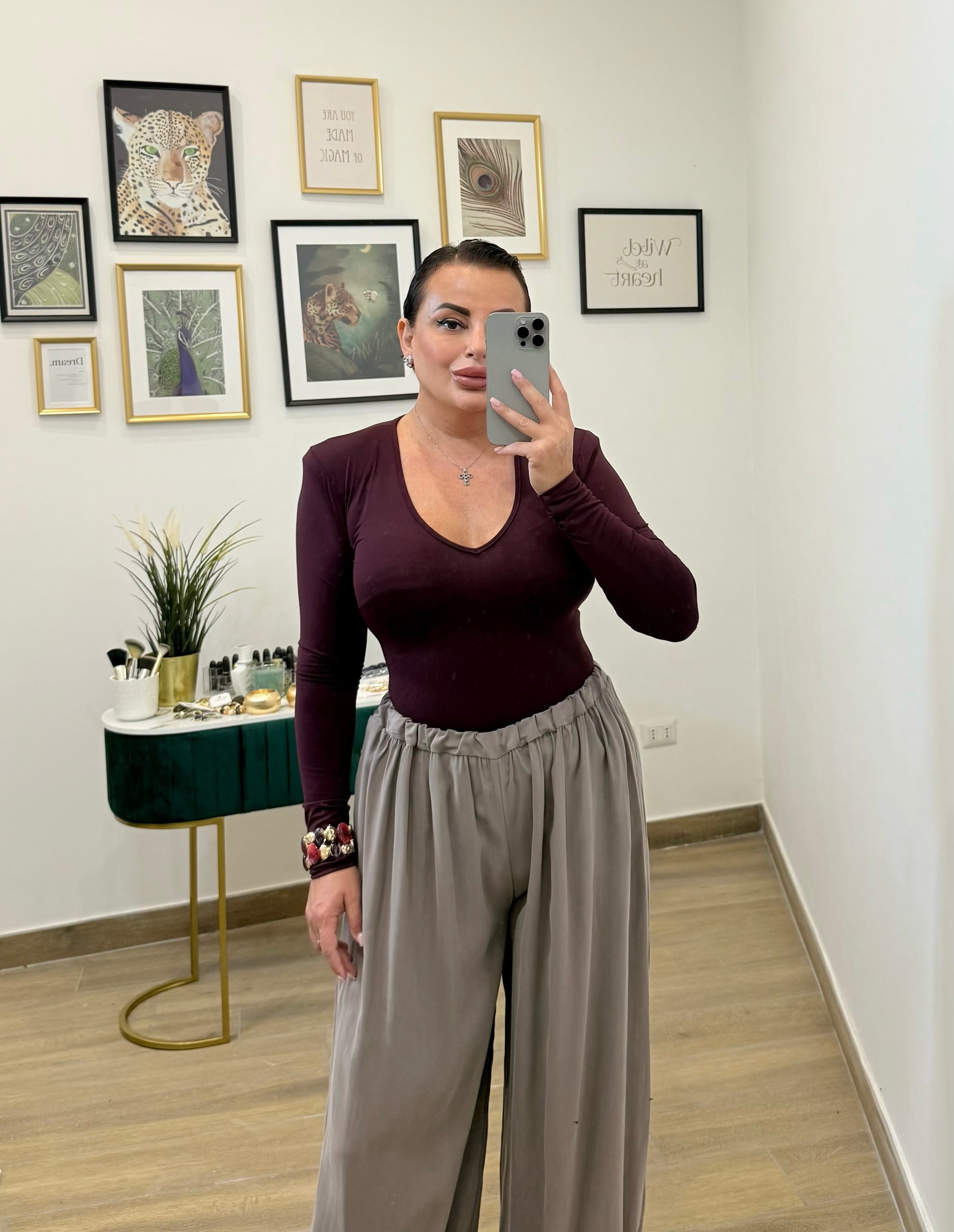 Maglia Spalline Lycra Bordeaux